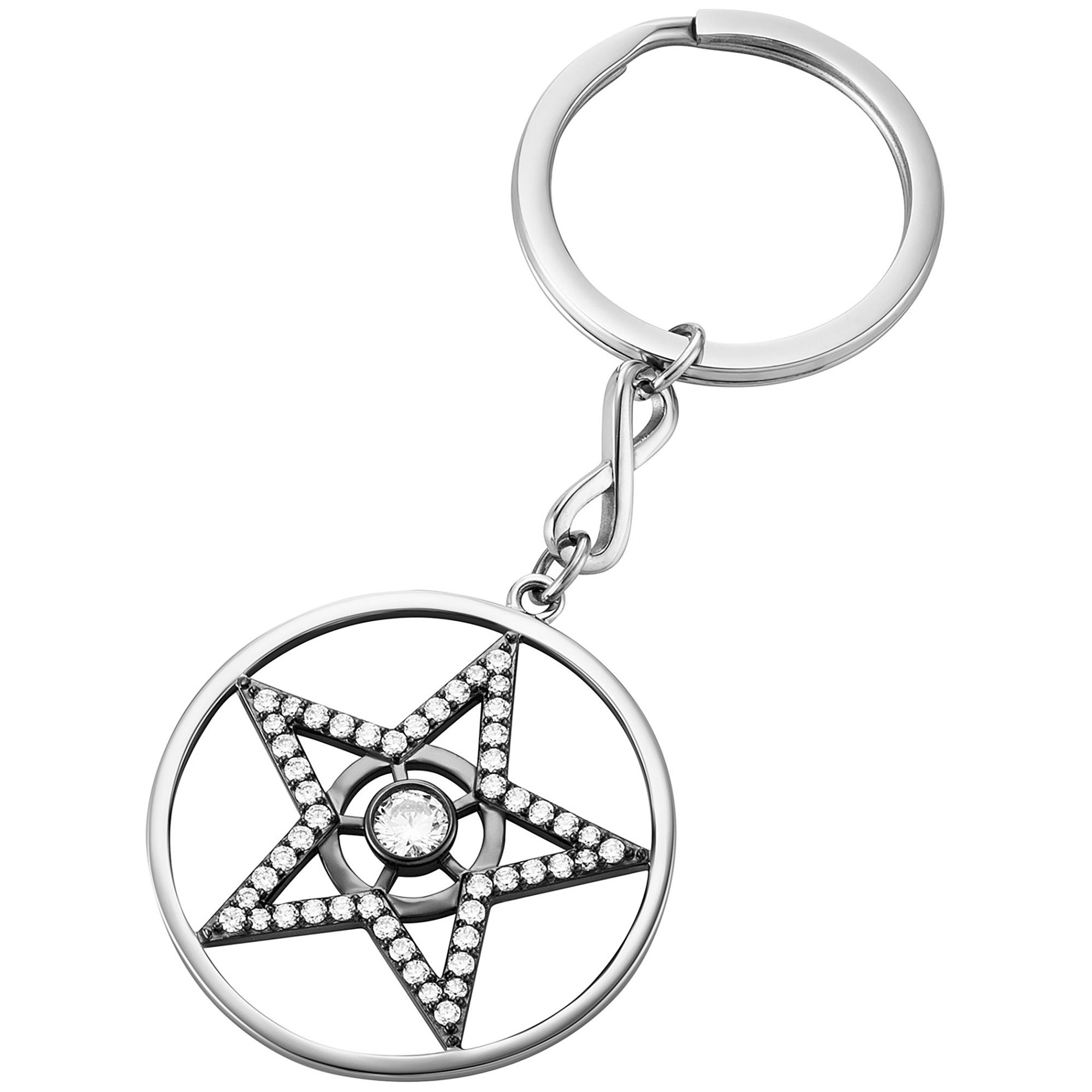 Julie Julsen Schlüsselanhänger Edelstahl schwarz Stern Zirkonia