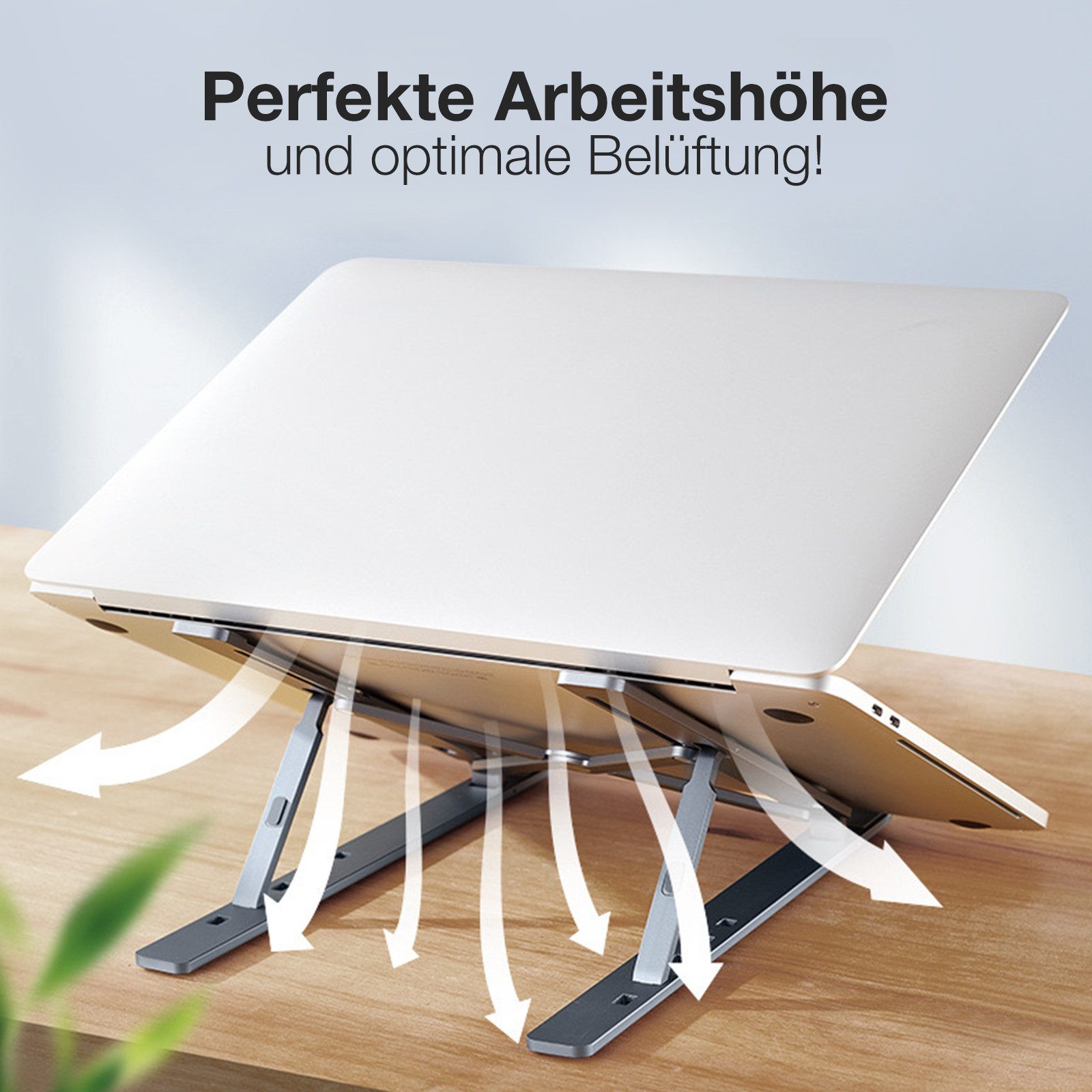 Tec-Expert Laptop-Ständer Faltbarer Metall Notebook Laptop Tablet Buch Halter, 7 Positionen, (1-tlg., Computer Ständer Halterung Stativ universal einsetzbar) – Bild 5 von 5