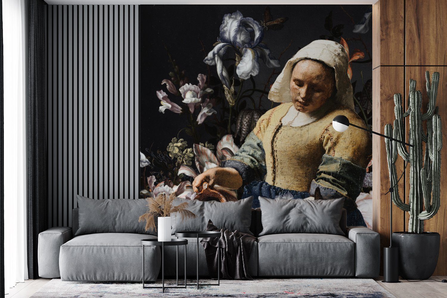 bedruckt, Vliestapete (4 Schlafzimmer Vermeer Fototapete Küche, St), Matt, - Johannes Blumen, - Wohnzimmer Fototapete MuchoWow Milchmädchen für