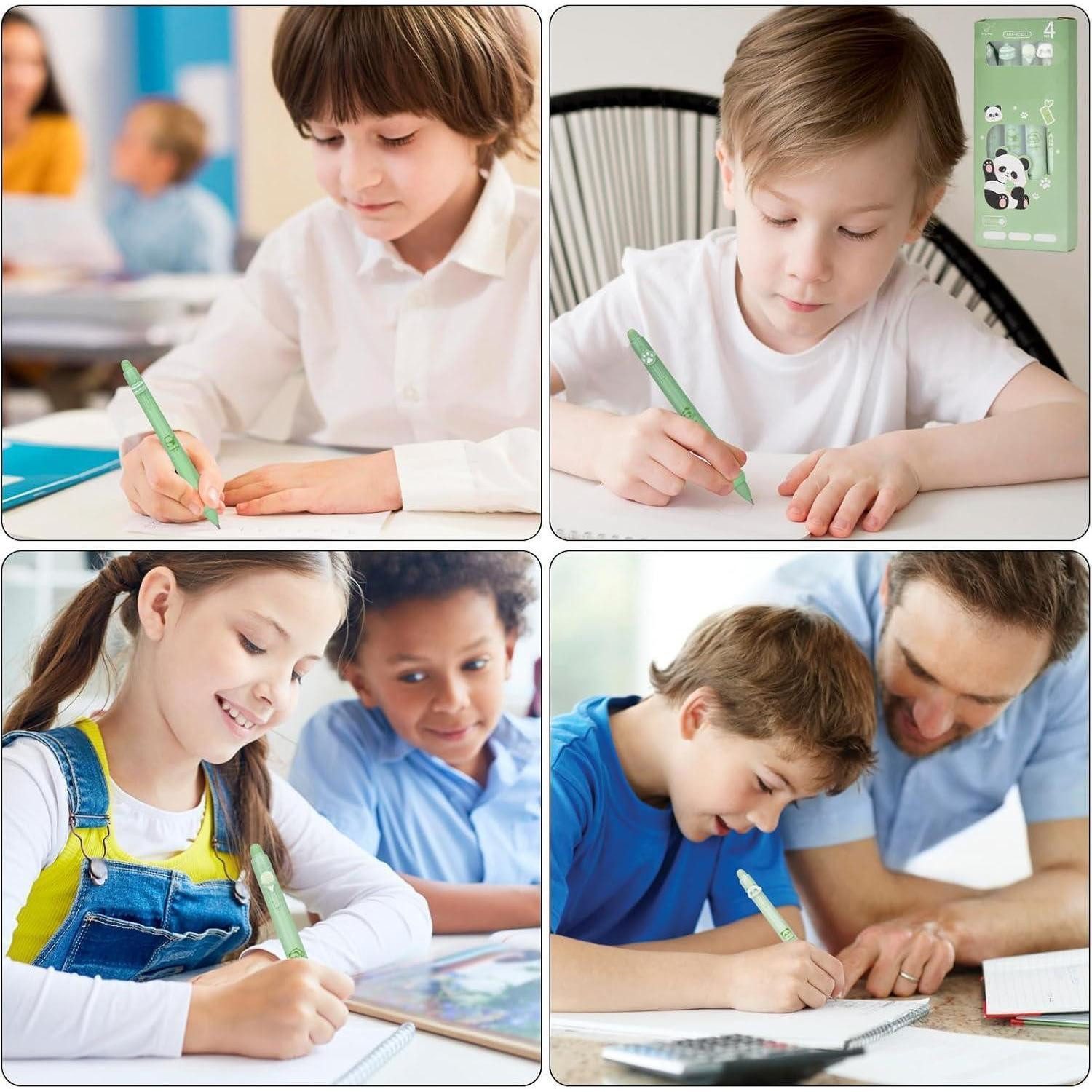 DealKits Kugelschreiber Radierbarer Kugelschreiber 4 Stück Kuli Panda Eiscreme Kuchen