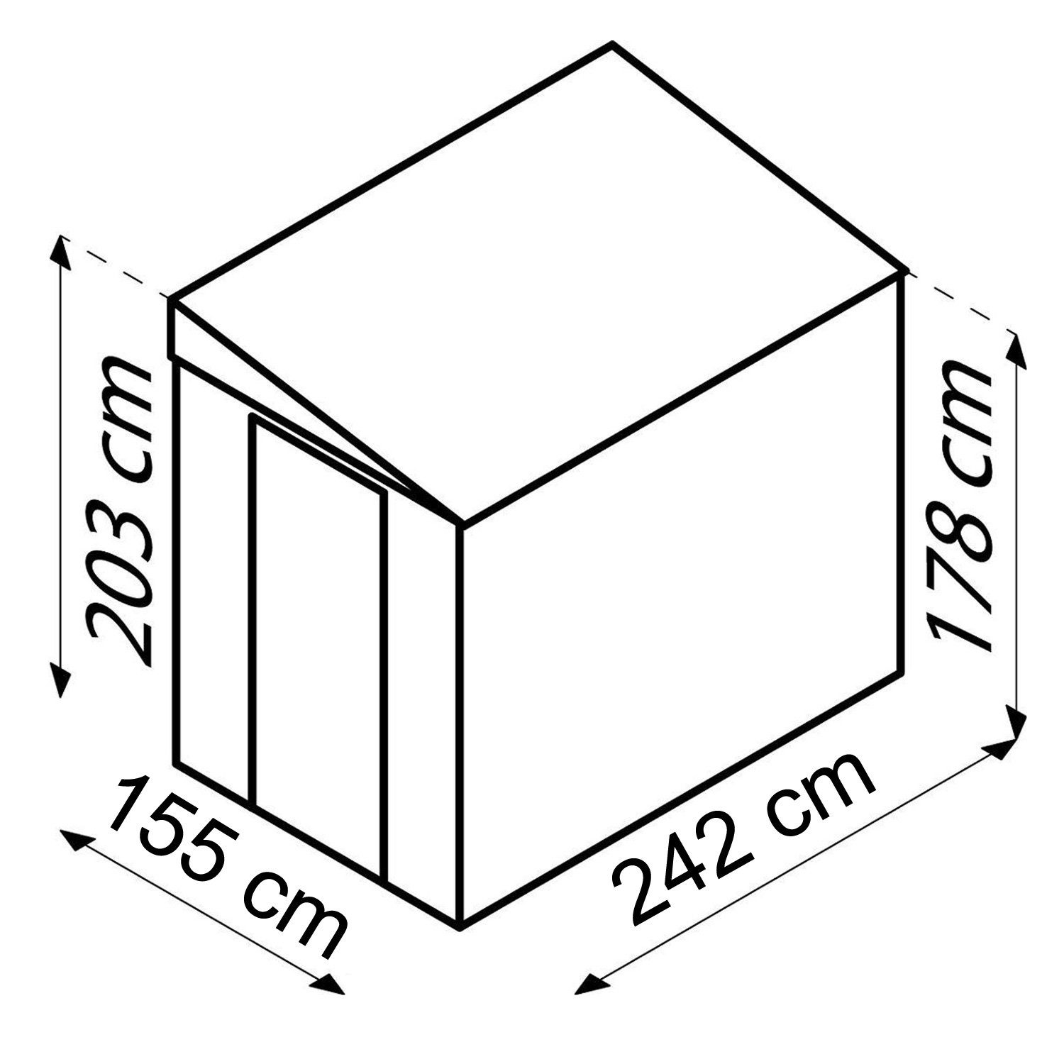 Globel Industries Gerätehaus Metall Anlehn-Gerätehaus, Fahrradgarage "Lean-To 58" (3,75 m), aus feuerverzinktem Stahl, verstärkter Mittelrahmen