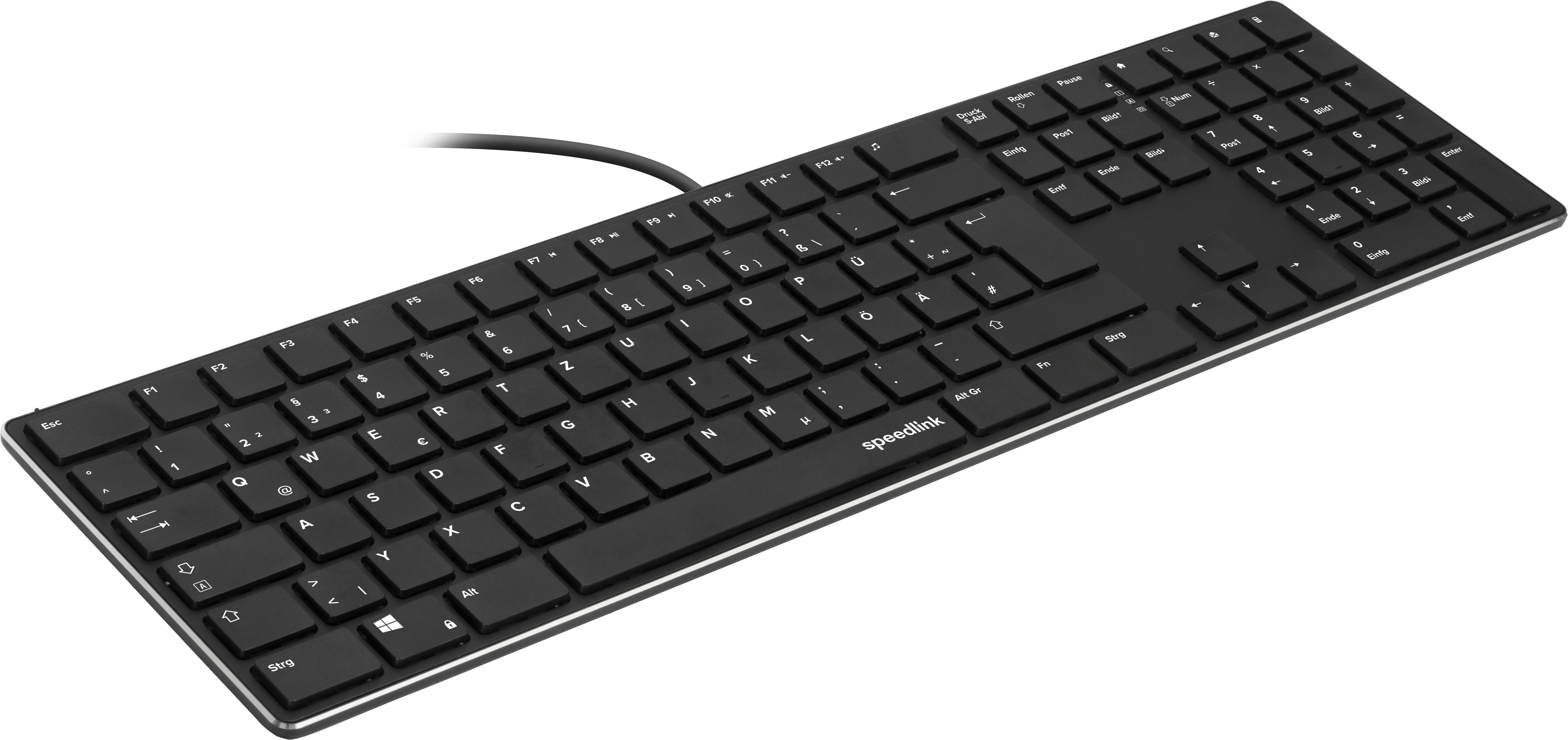 Speedlink RIVA Slim Metall Keyboard - DE Layout - Tastatur (150cm Kabellänge)