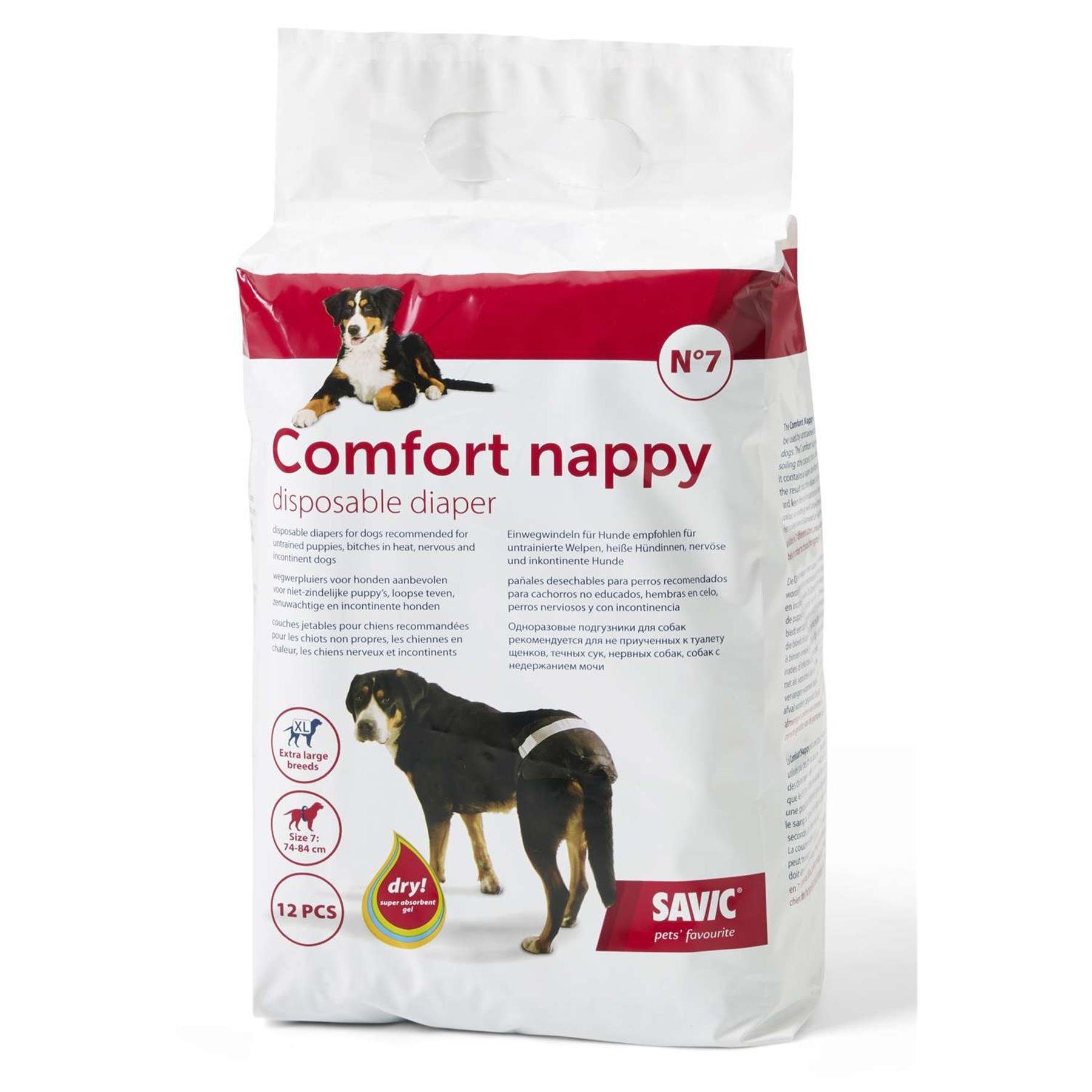 Hundewindel Savic 74-84 cm) Nappy 7 Comfort schwarz7 Hunde Einwegwindel (Taillenumfang: Größe Schutzhose, Hundewindel