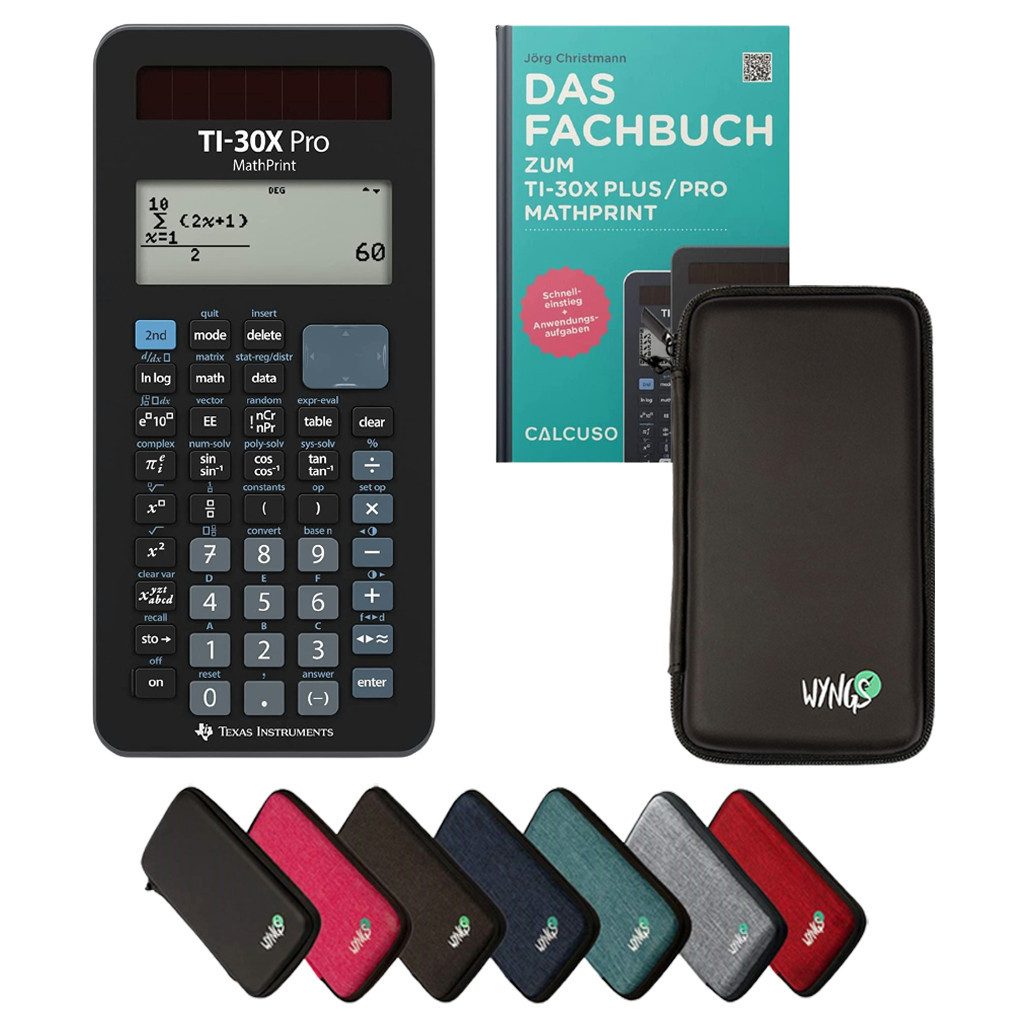 Texas Instruments Taschenrechner TI-30X Pro MathPrint inkl. Schutztasche Schwarz & Fachbuch