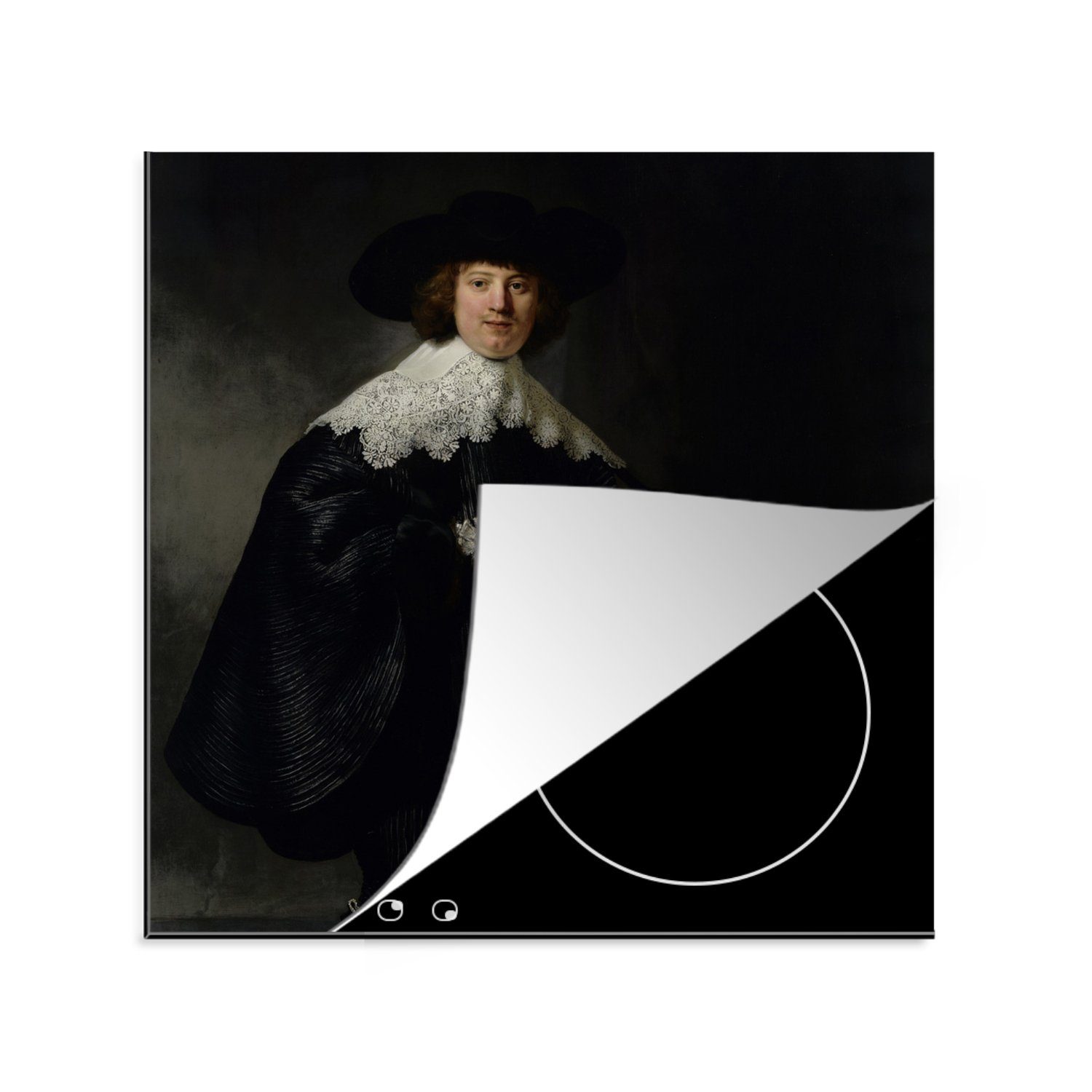 Marten tlg), - Rembrandt Hochzeitsbildnis von 78x78 Soolmans für Ceranfeldabdeckung, Rijn, (1 Vinyl, küche Herdblende-/Abdeckplatte von cm, Arbeitsplatte van Gemälde MuchoWow