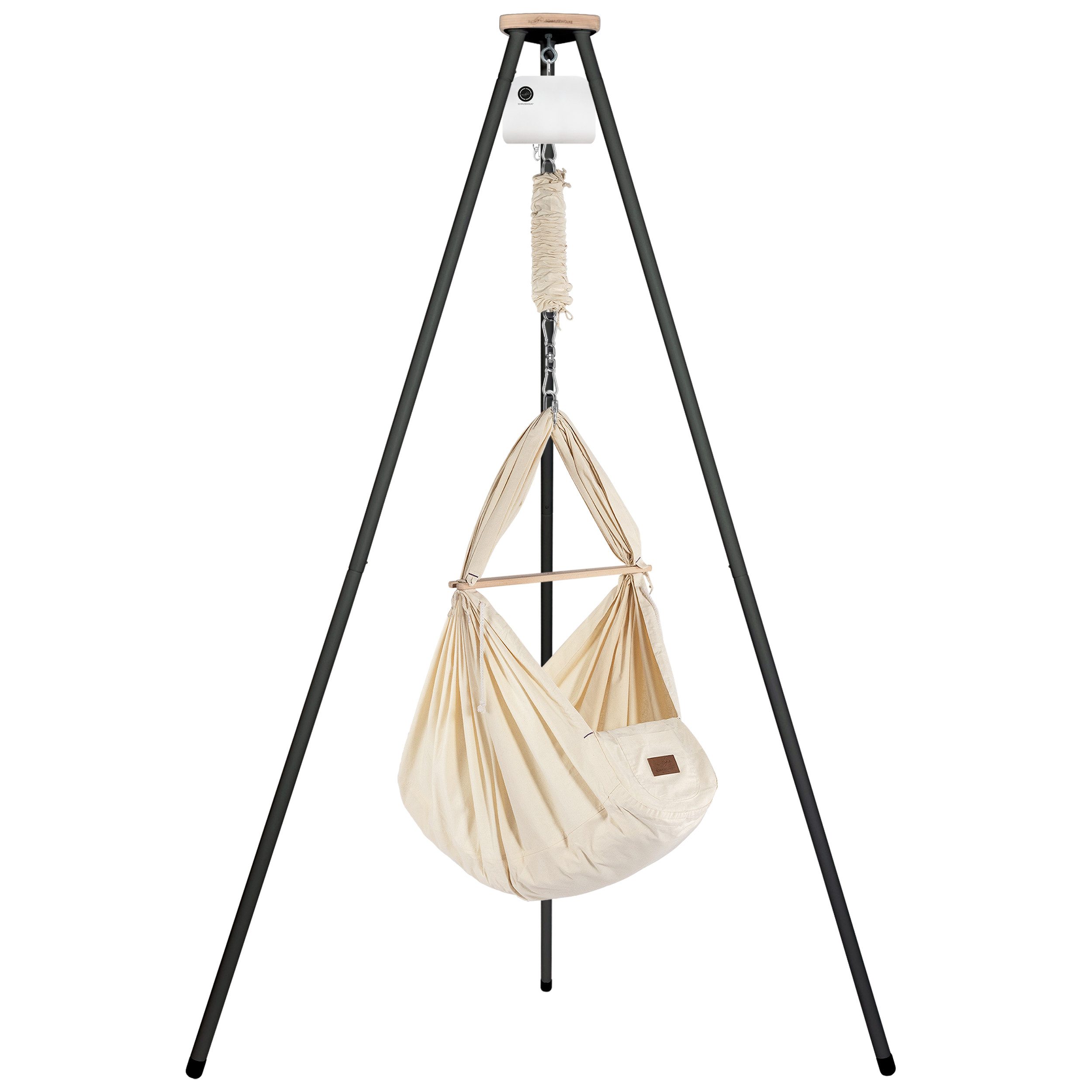 Stubenbett Federwiege Bio mit Tipi Anthrazit und Motor