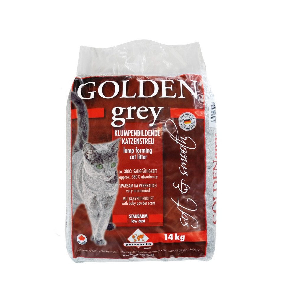 GOLDEN Katzenstreu Golden Grey Katzenstreu Bentonit Babyduft 14 kg