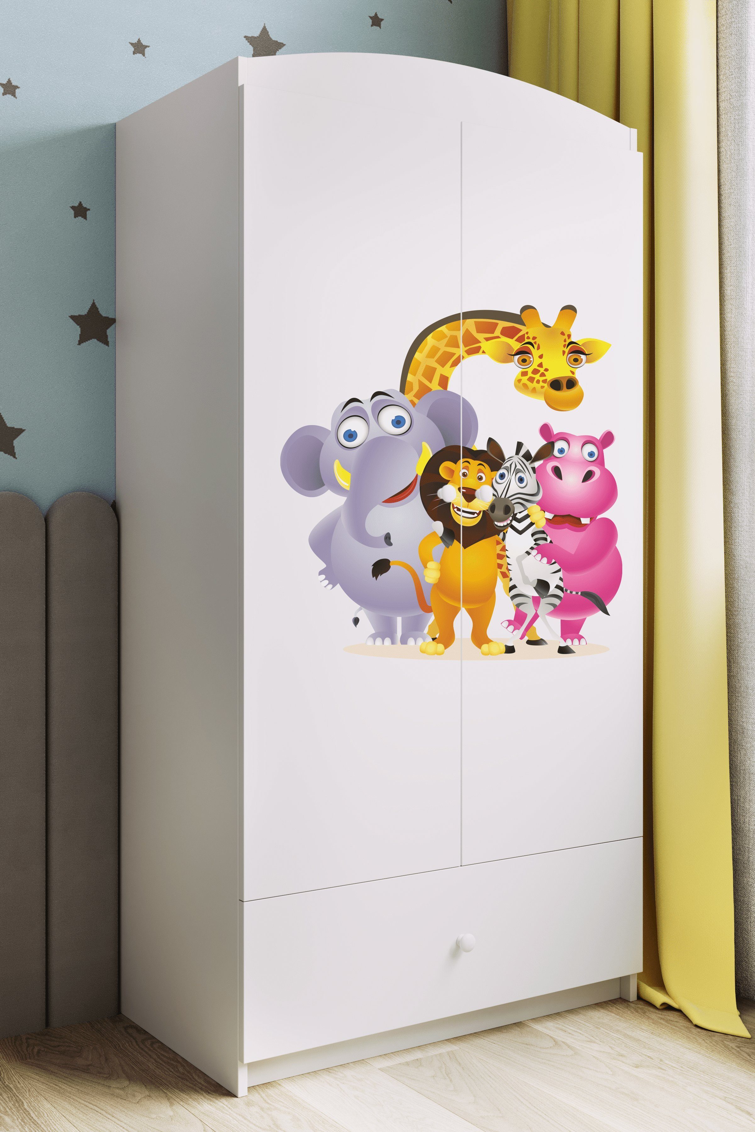 Bjird Kinderkleiderschrank Kleiderschrank Babydreams (4 Einlegeböden und Schublade) Mit Kleiderstange, 175x90x52 cm, verschieden Farben und Varianten für Mädchen und Jungen