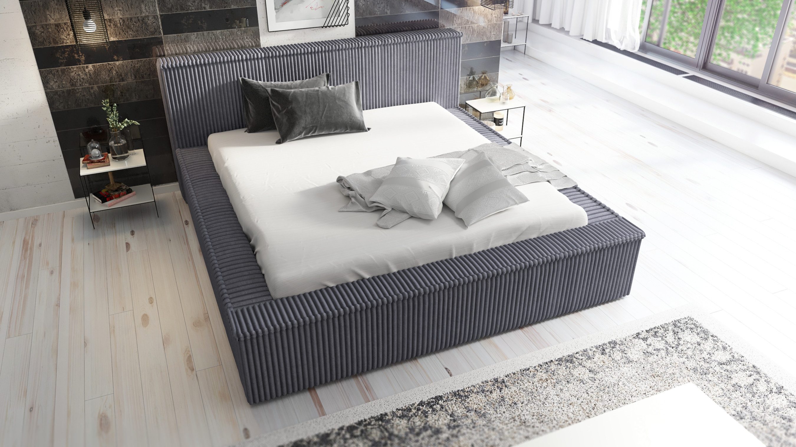 A&J MöbelLand GmbH Polsterbett RIO mit Lattenrost und Bettkasten. (Bett mit günstig online kaufen