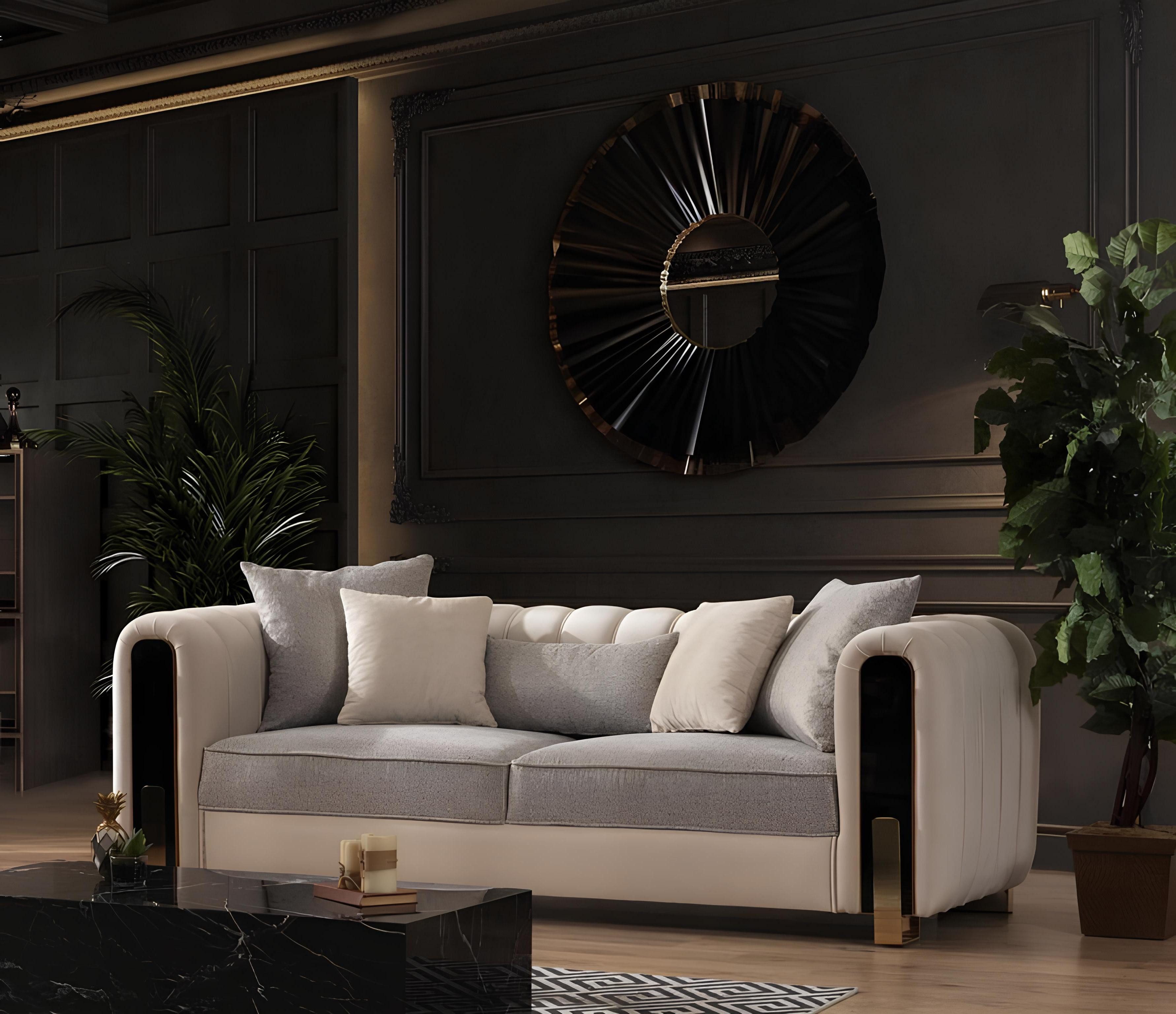 3-Sitzer Luxuriöses Sofa in Weiß für drei Personen mit modernem