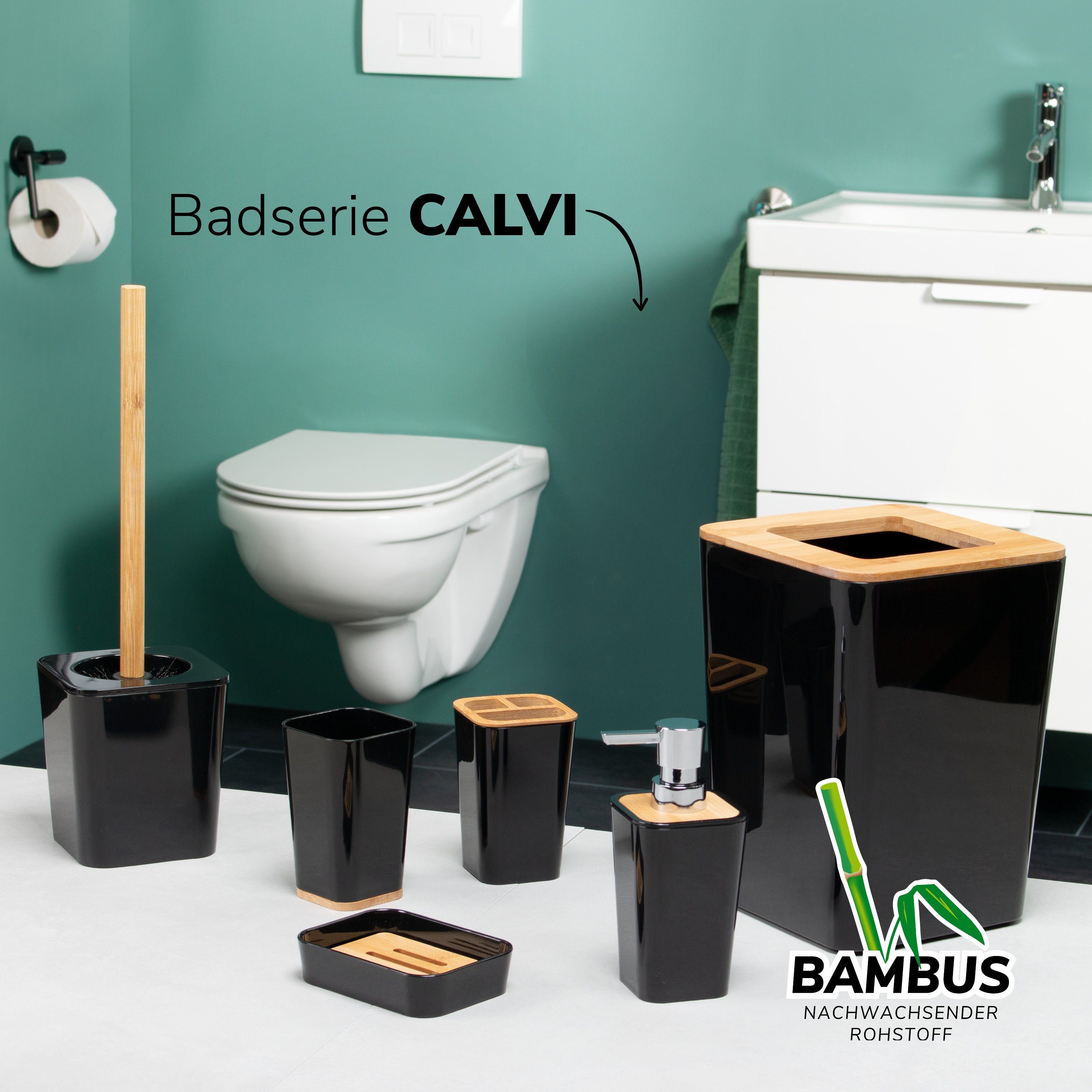 bremermann Badaccessoires-Sets Bad Serie CALVI, glatte Oberflächenstruktur,  Komplett-Set, 6 | Bad-Accessoires Sets