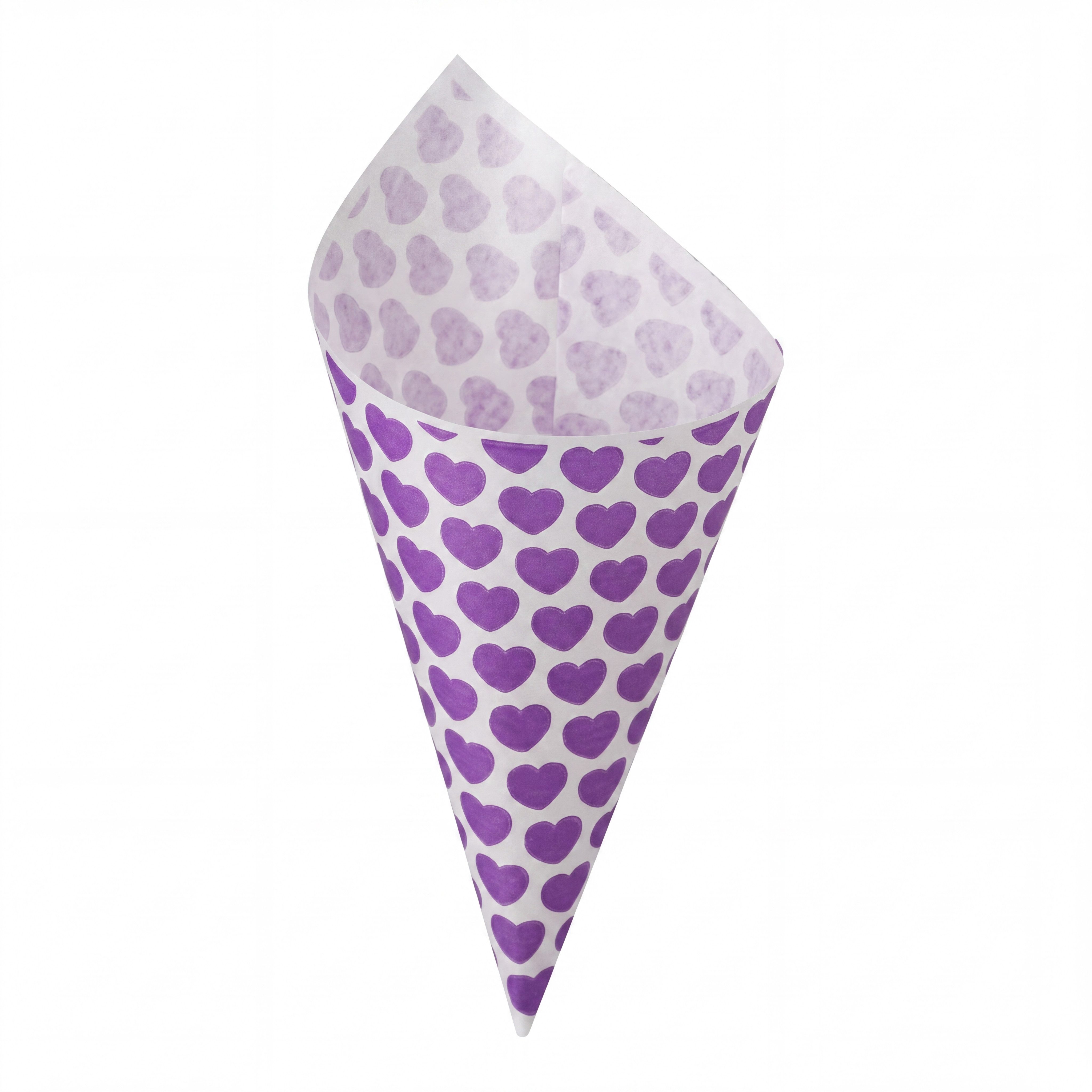 what the shop Papierspitztüten 100 Spitztüten Herzen lila 125gr, Robuste Spitztüten aus Kraftpapier in zwei Größen