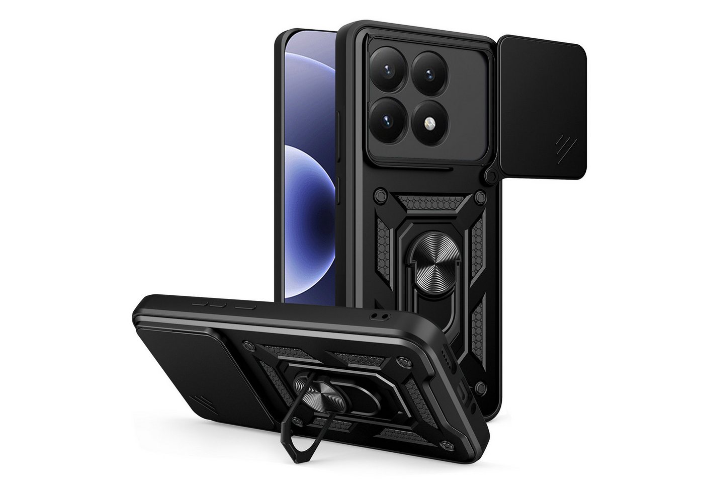 betterfon Handyhülle Panzerhülle für Xiaomi 17 Handyhülle Kameraschutz Ringhalter, Outdoorhülle mit Smartstand Kameraschutz und Silikonkern