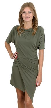 Sarcia.eu Minikleid Asymmetrisches Mini Kleid mit Raffungen und Dolmanärmel Khaki XXL