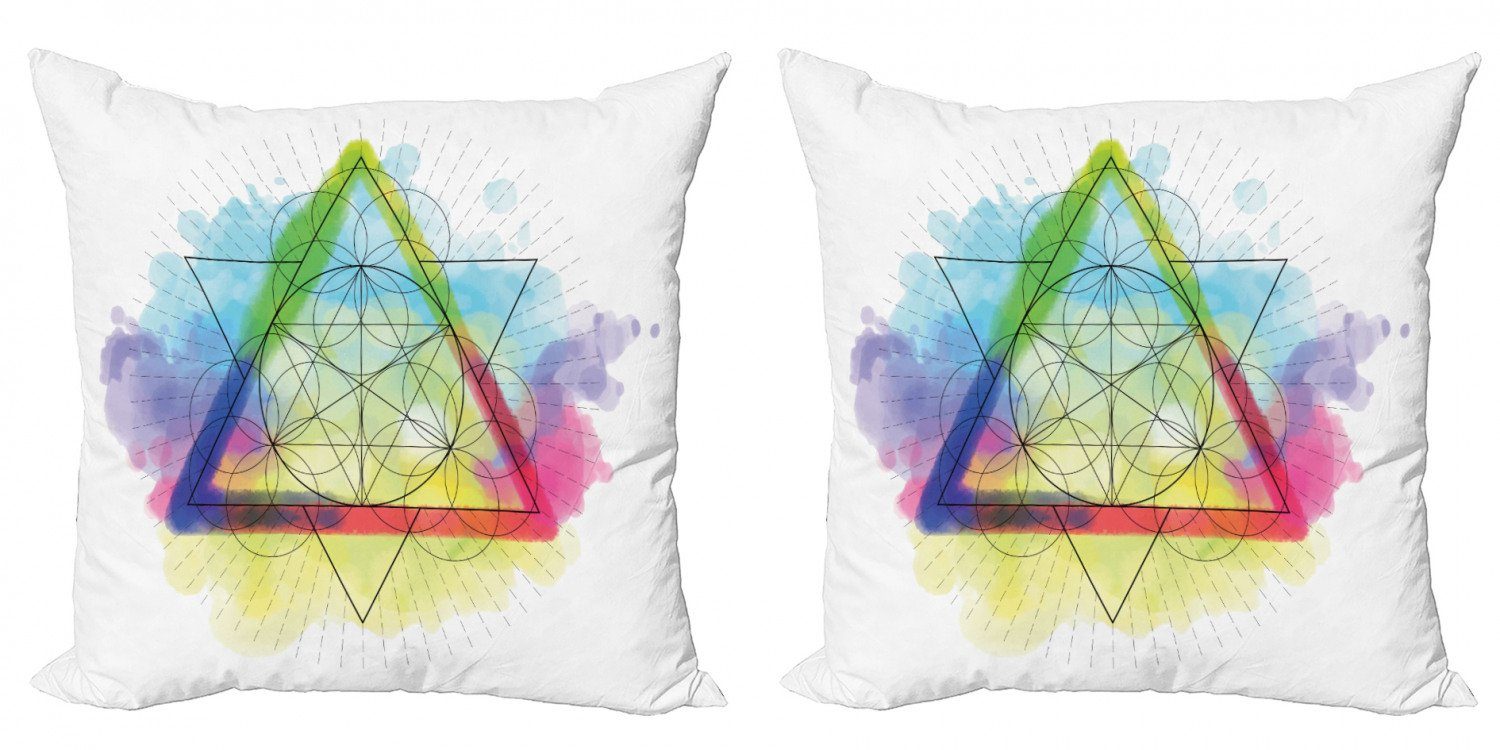 Abakuhaus Kissenbezüge Triangles Modern Doppelseitiger Regenbogen Digitaldruck, (2 Geometrie Stück), Heilige Accent
