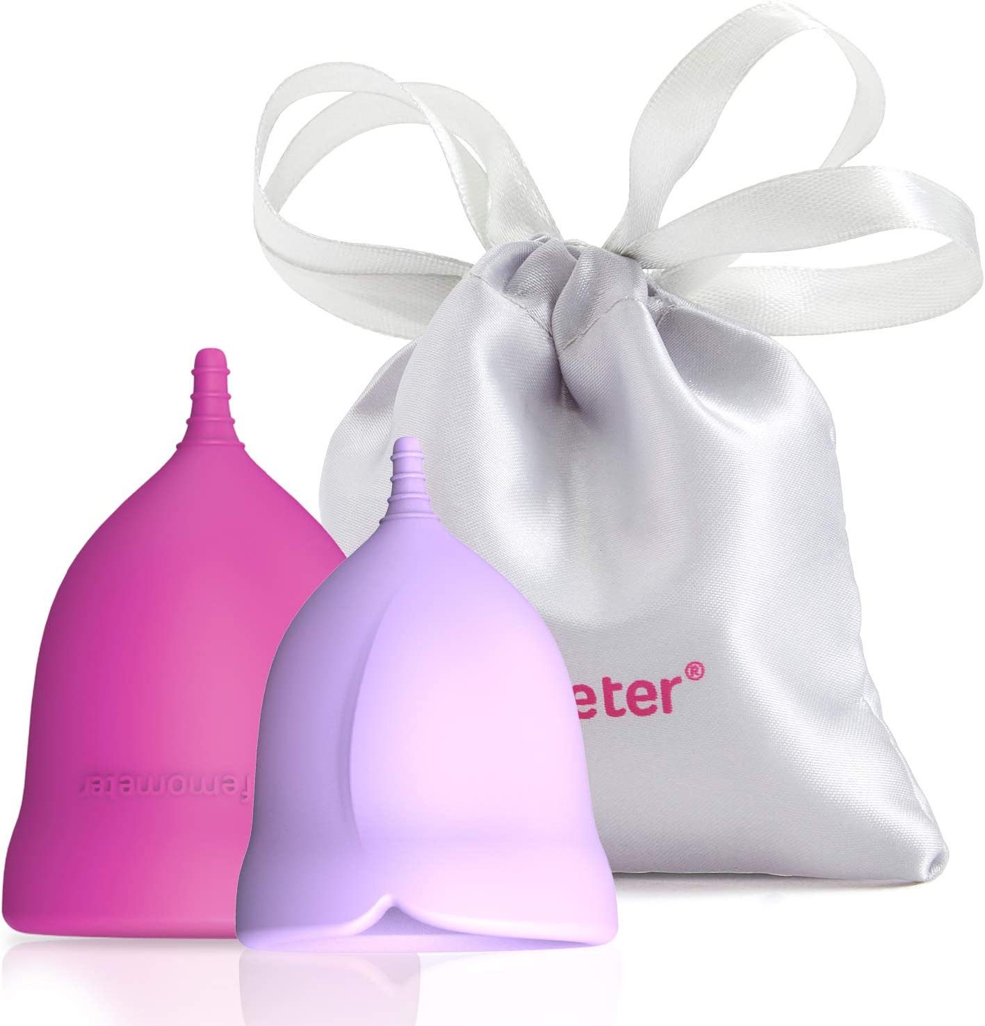 FELIXLEO Menstruationstasse 2er Set Menstruationstassen Silikon wiederverwendbar mit Tasche, 1-St.