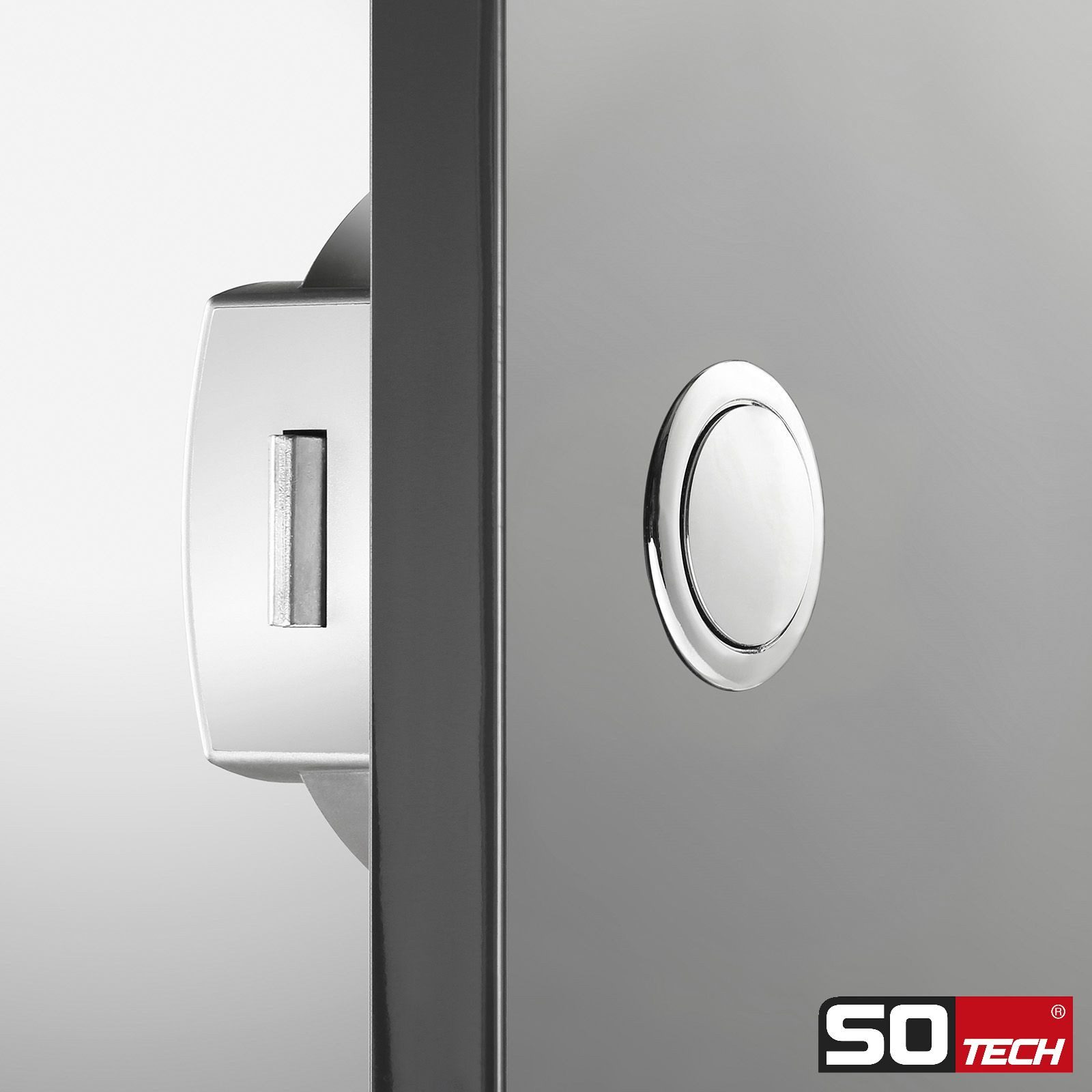 SO-TECH® Möbelbeschlag Aufschraubschloss Möbelschloss Caravan-Schloss Türschloss, Knopfset rund 13 mm Chrom poliert