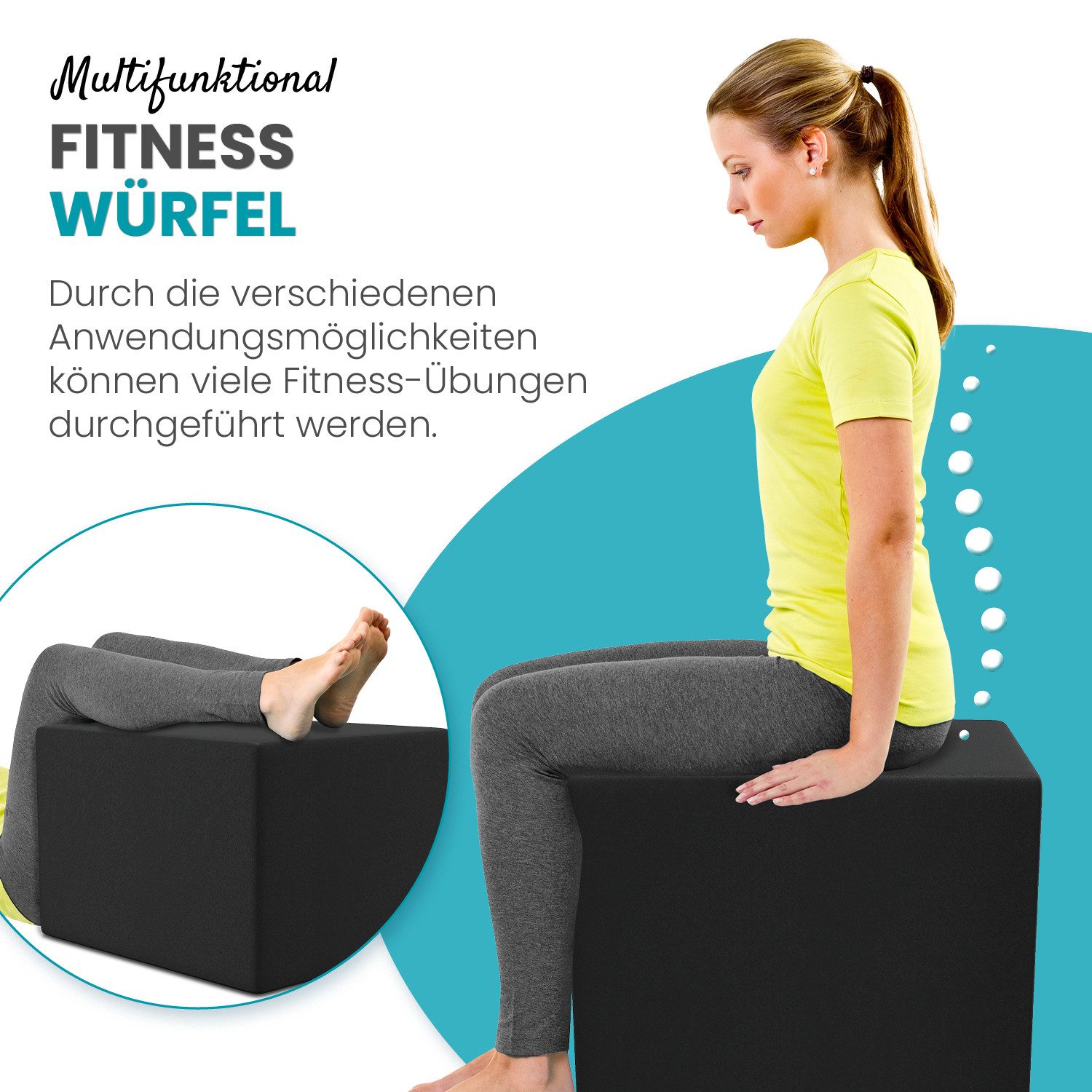 ELONEO Lagerungskissen Stufenlagerungswürfel, Stufenbett mit Bezug, 40x50x50cm