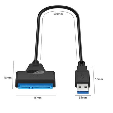 TradeNation USB 3.0 zu SATA Adapter Kabel für 2.5 Zoll HDD SSD Festplatten USB-Adapter SATA 22 Pin zu USB 3.0 Typ A, Plug & Play