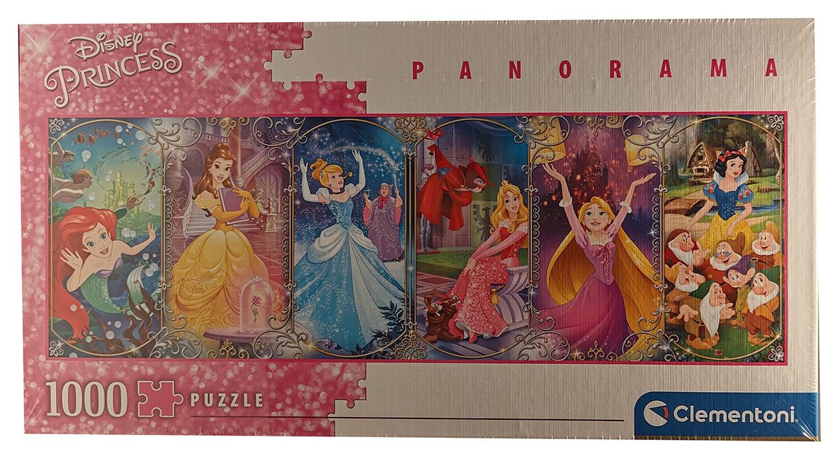Clementoni® Puzzle Panorama Puzzle Disney Princess Prinzessinnen Cinderella Schneewittche, 1000 Puzzleteile