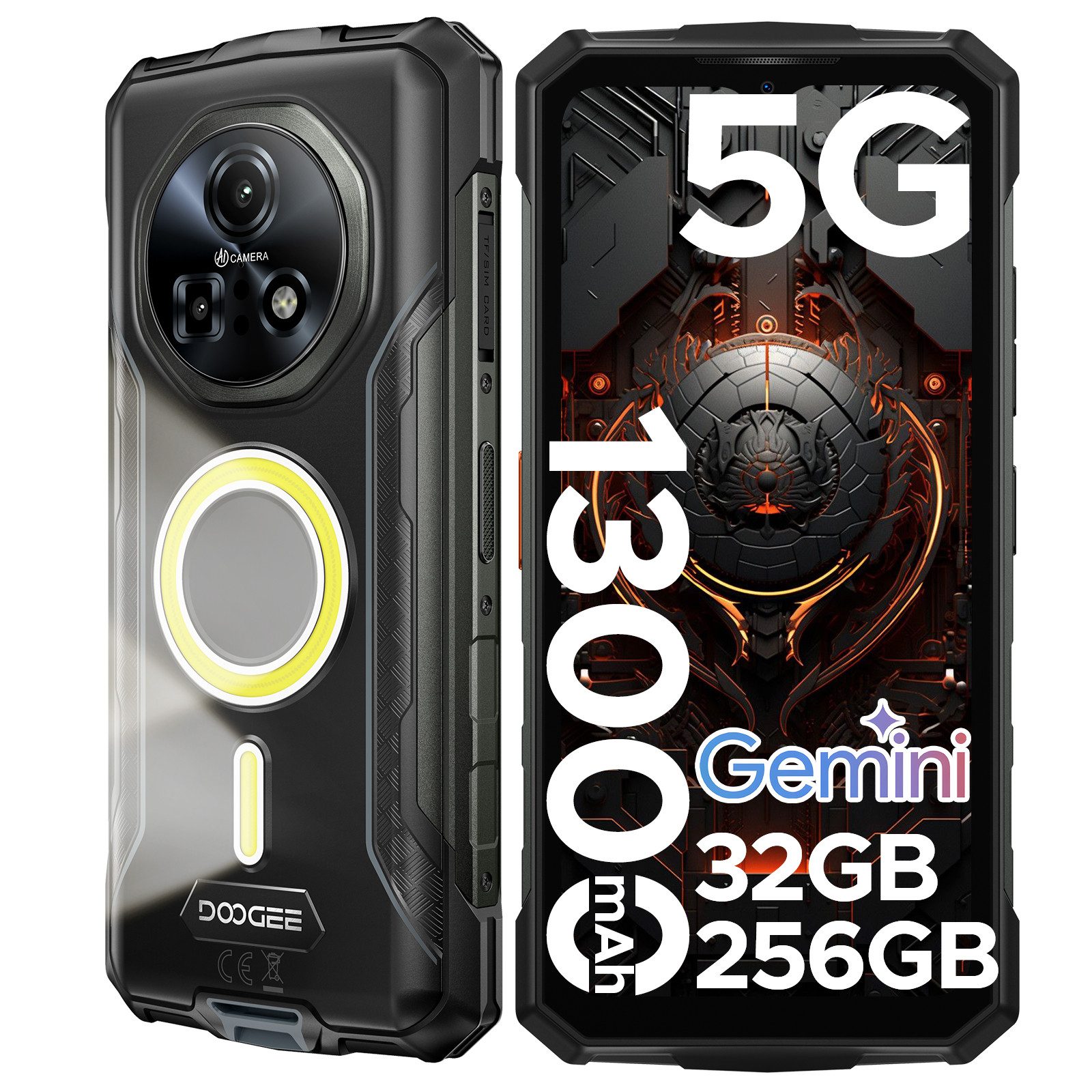 FIRE7PRO 5G 6,6 Zoll 8GB+256GB Android 15 13000mAh Outdoor Smartphone