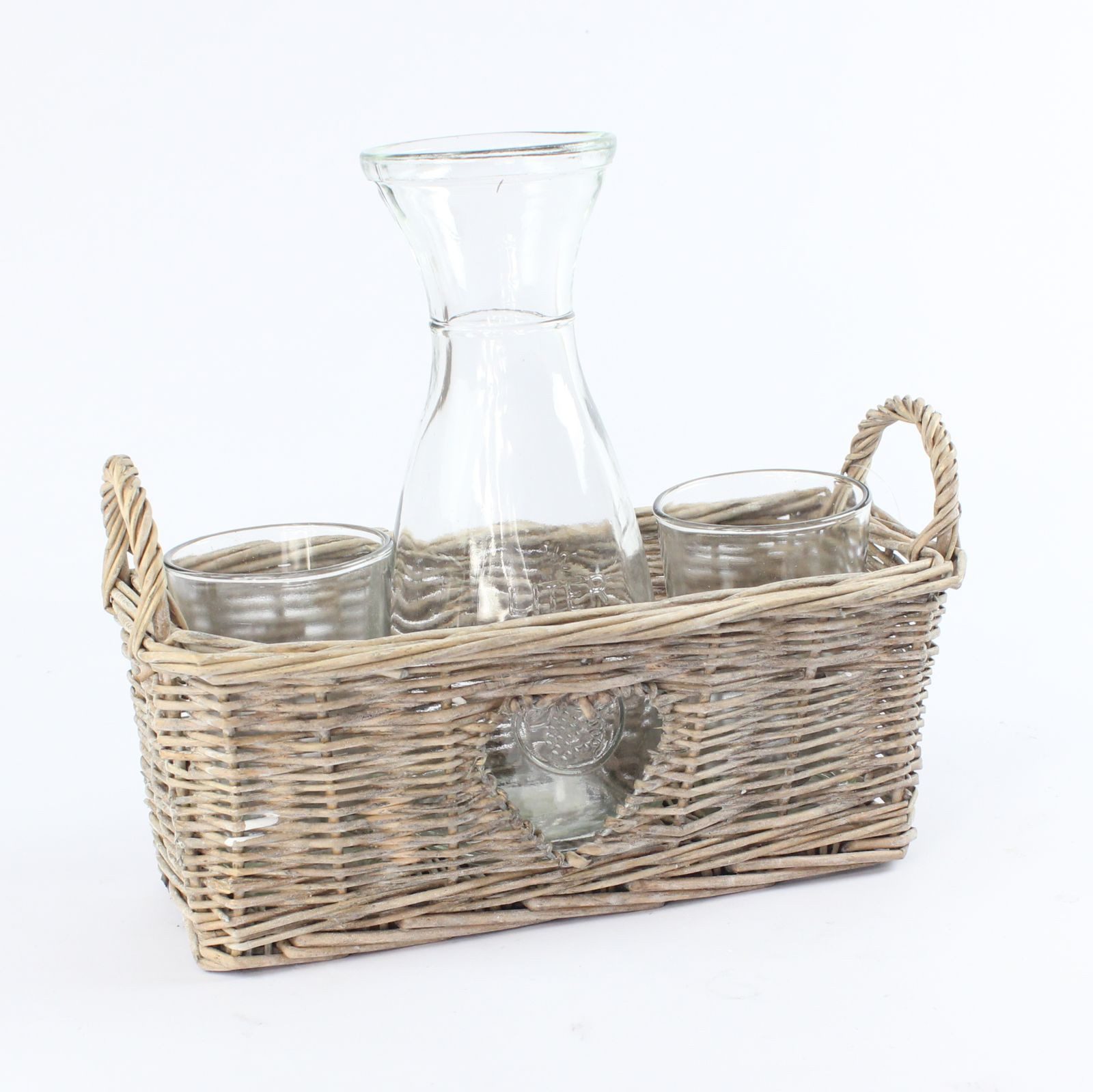 Lucht Geschirr-Set Weidenkorb mit 2 Gläsern und einer Milchflasche von Lucht