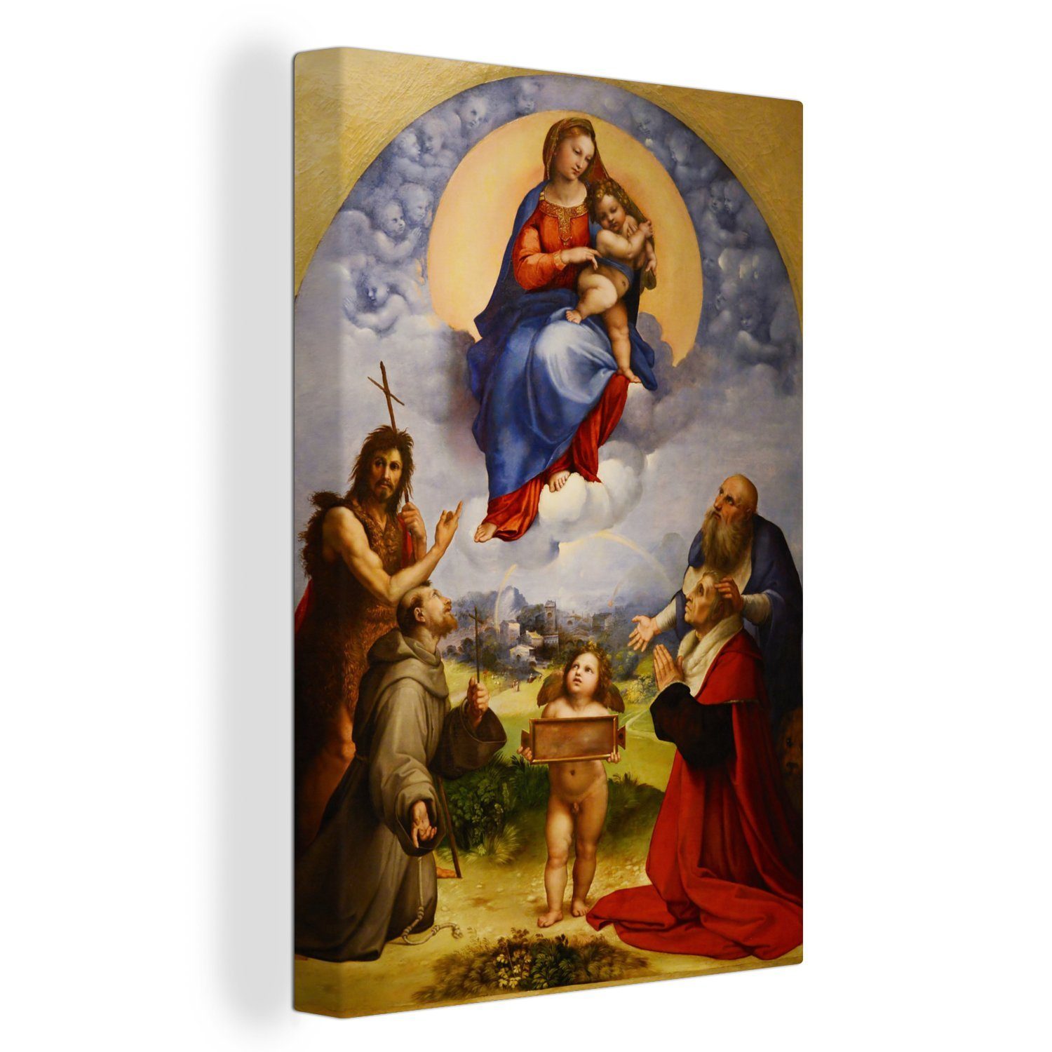 OneMillionCanvasses® Leinwandbild Madonna von Foligno - Gemälde von Raffael, (1 St), Leinwandbild fertig bespannt inkl. Zackenaufhänger, Gemälde, 20x30 cm | Leinwandbilder