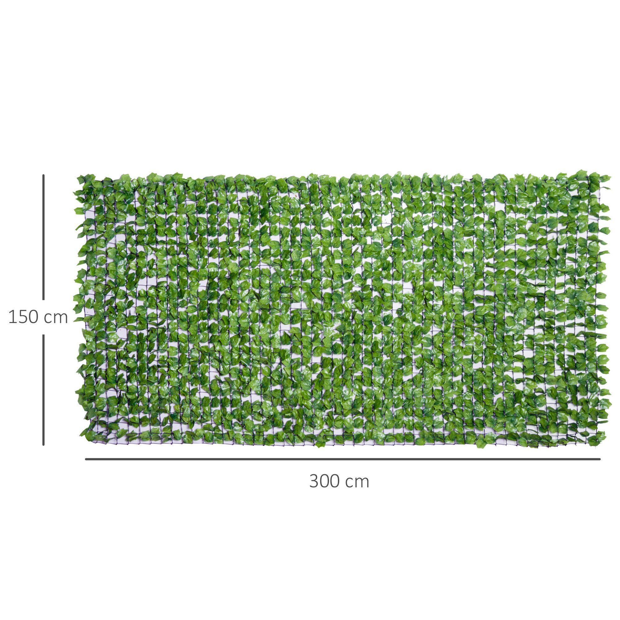 Outsunny Zierzaun Hecken Sichtschutz, UV Geschützt, grün, Zaun Sichtschutzgitter, (Sichtschutzhecke, 1-St., Wanddekoration), L300 x B150cm – Bild 3 von 5
