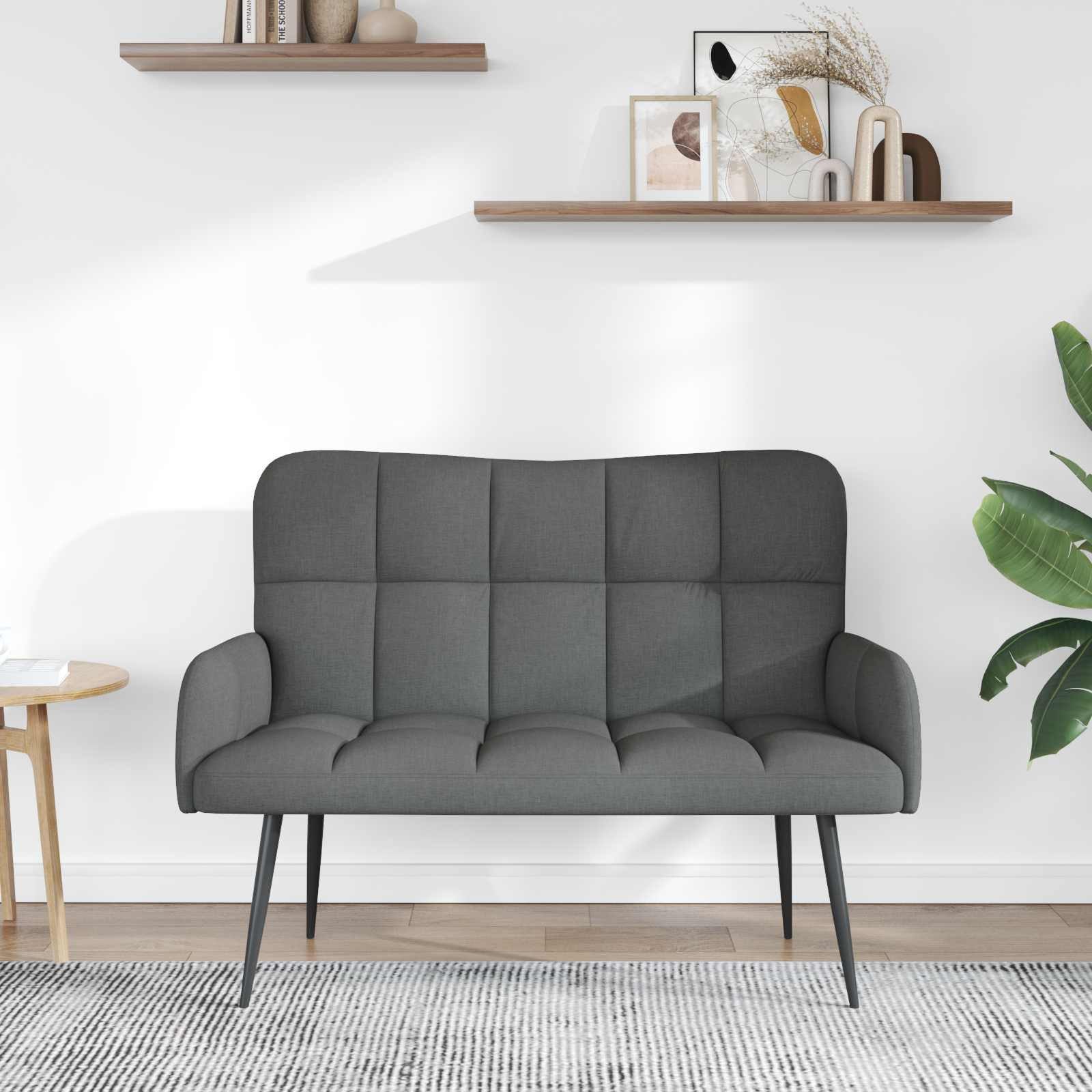 vidaXL Sofa 2-Sitzer Sofa Dunkelgrau 115 x 61 x 87 cm Stoff, 1 Teile – Bild 3 von 5