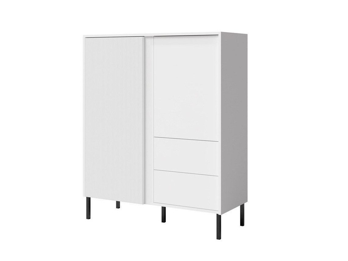 Kommode MIA 01 Weiß mit Lamellen an der Front