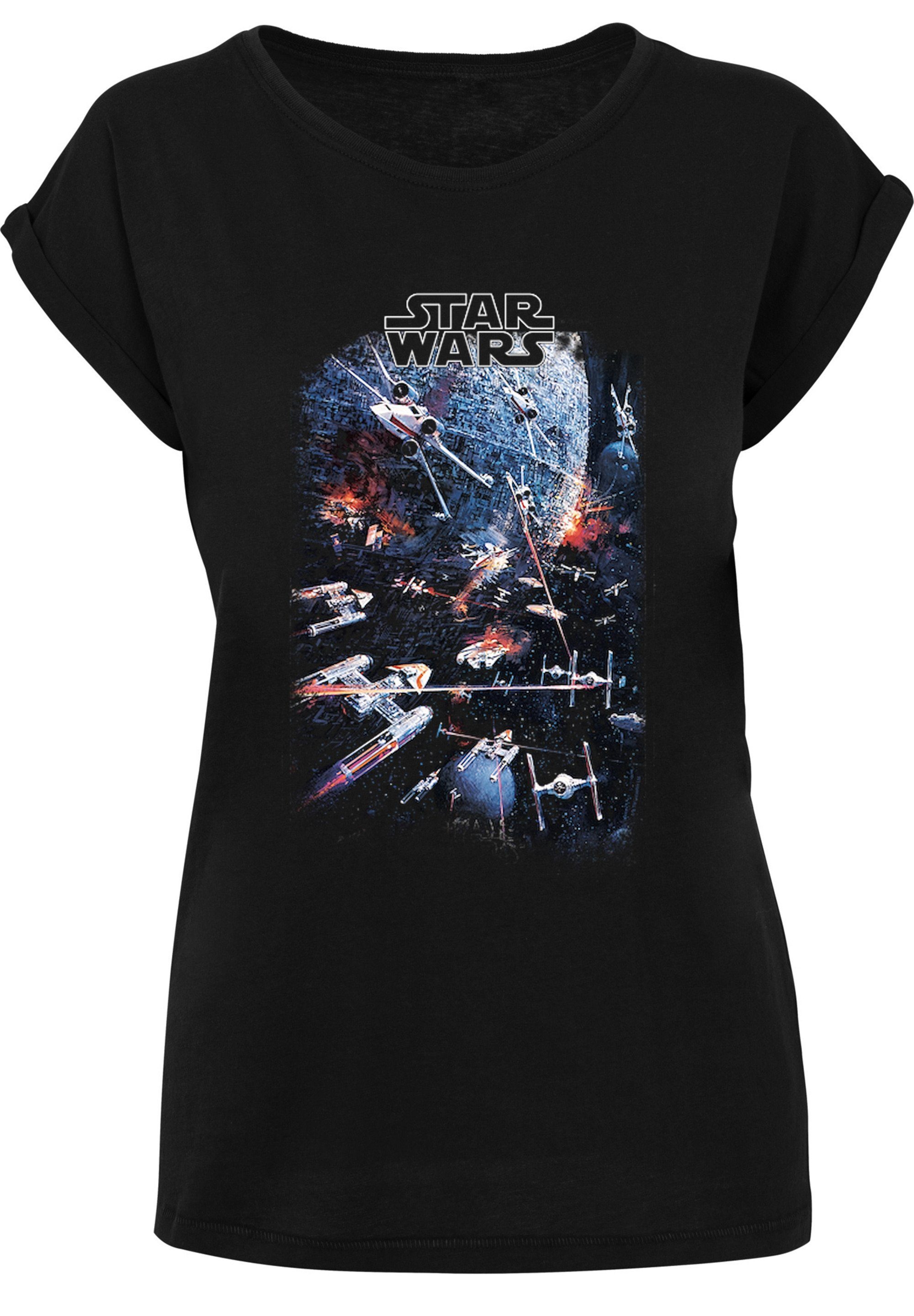 F4NT4STIC Kurzarmshirt Damen with (1-tlg) Shoulder Extended Universe- Tee Wars Ladies Star