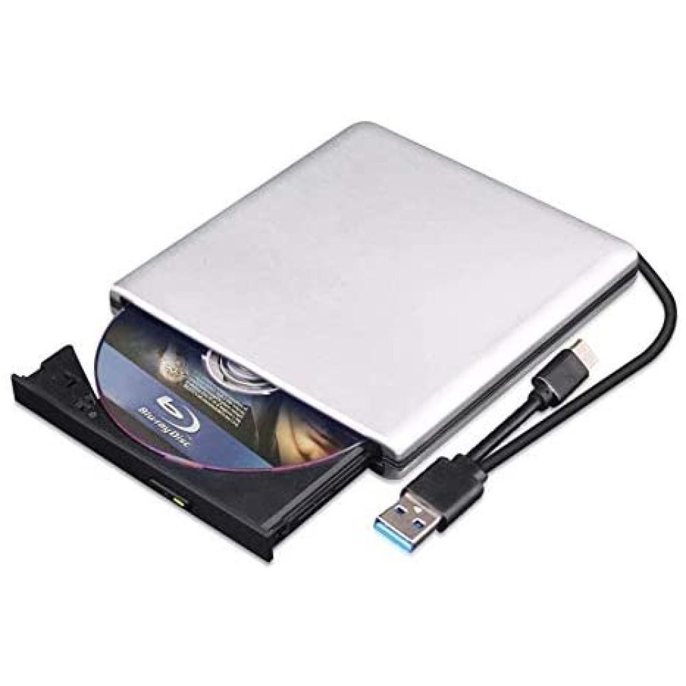 GelldG DVD-Laufwerk 3D, Blu-Ray CD DVD Leser Slim Optisches Tragbares Diskettenlaufwerk