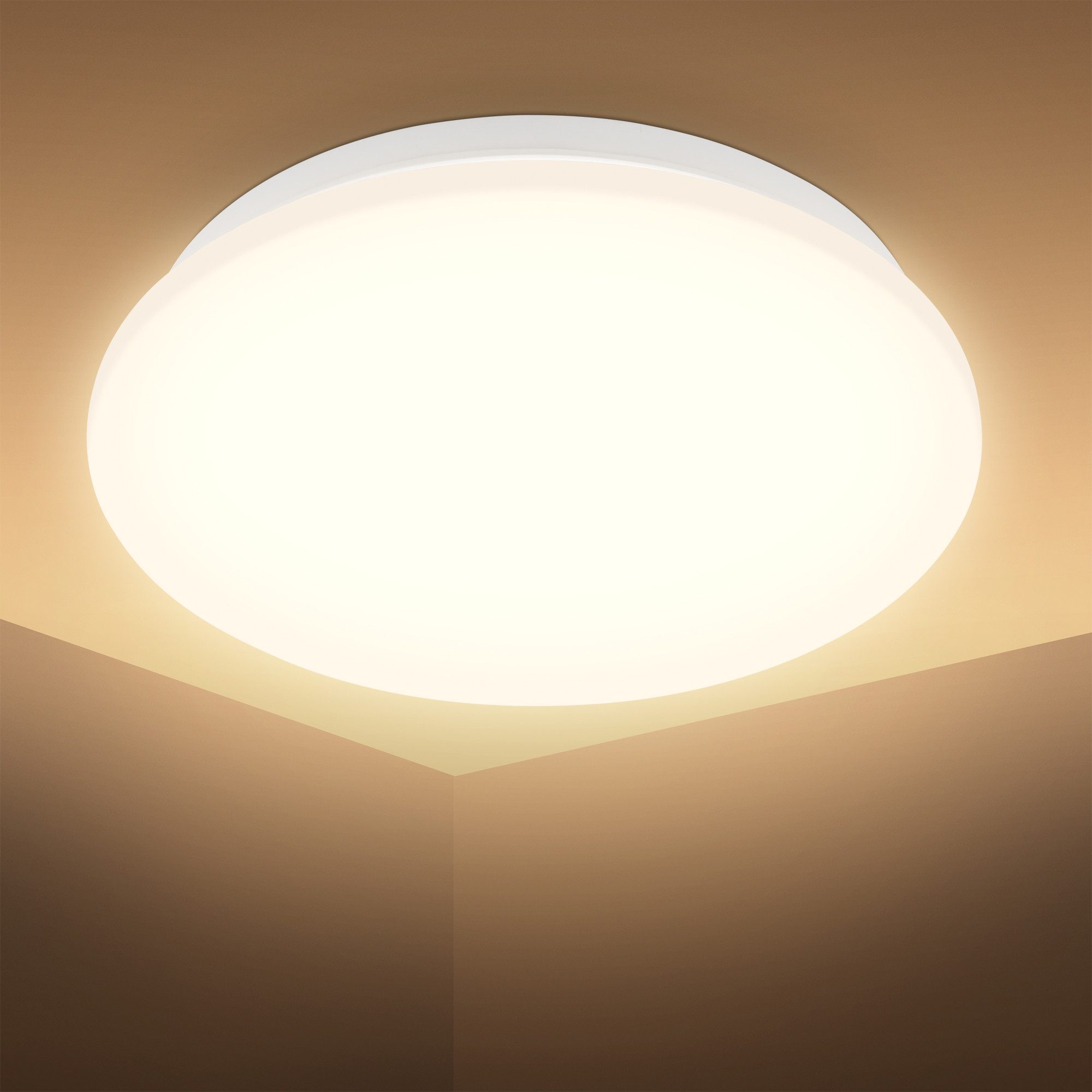 B.K.Licht LED Deckenleuchte LED Bad Deckenleuchte mit Mikrowellensensor, LED fest integriert, Warmweiß, 12W 1300Lm 3000K IP44 270x60mm (DxH)