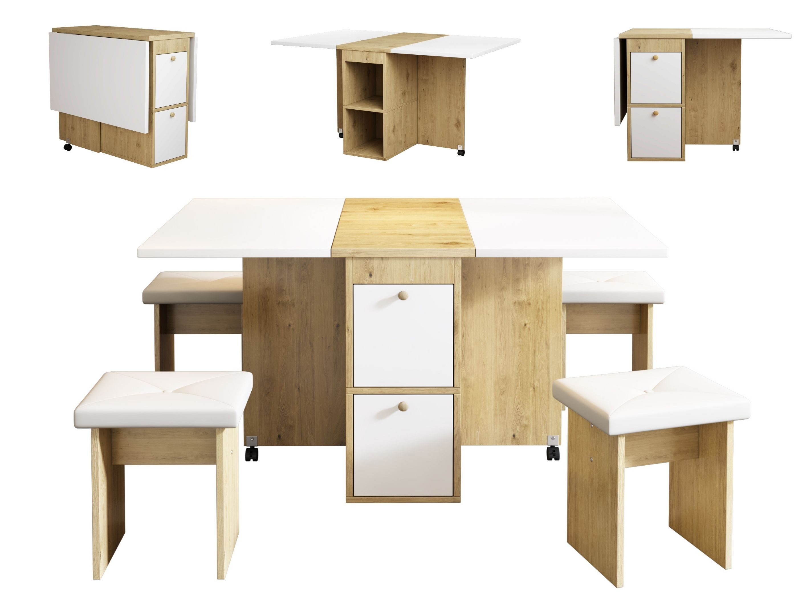 SeedWave Klapptisch Klapptisch-Set mit 4 Hockern, Platzsparendes Design, für Essens- und Vielzwecknutzung