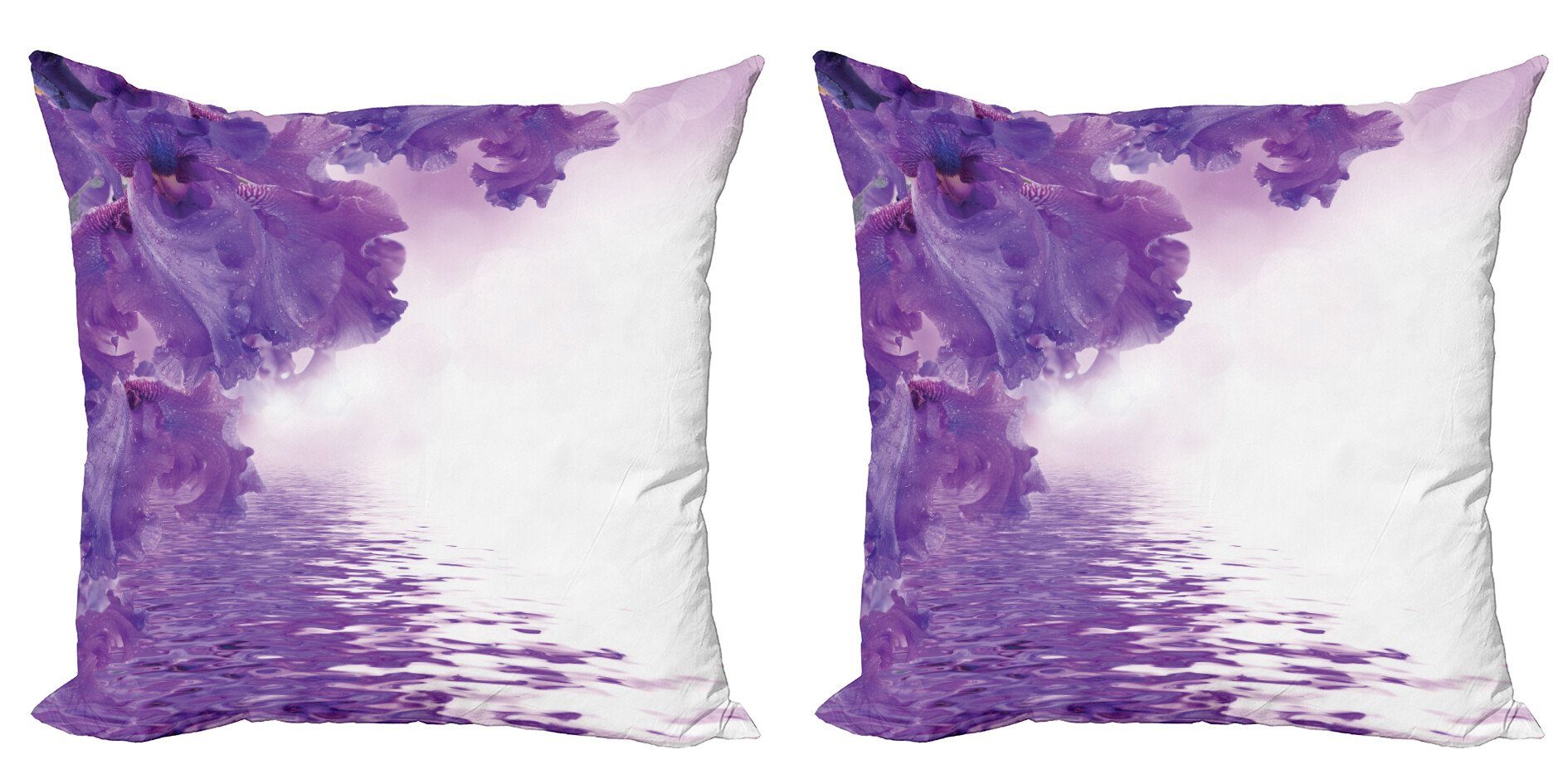 Kissenbezüge Modern Accent Doppelseitiger Digitaldruck, Abakuhaus (2 Stück), Blume Iris Blütenblätter