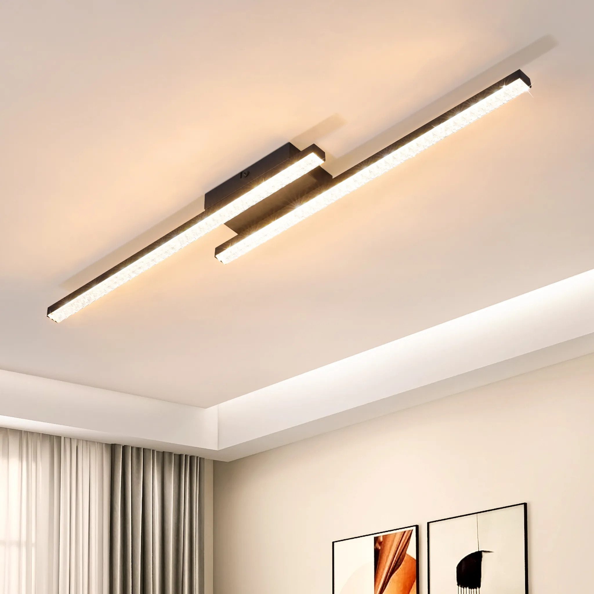 Nettlife LED Deckenleuchte Flur Kristall Schwarz günstig online kaufen