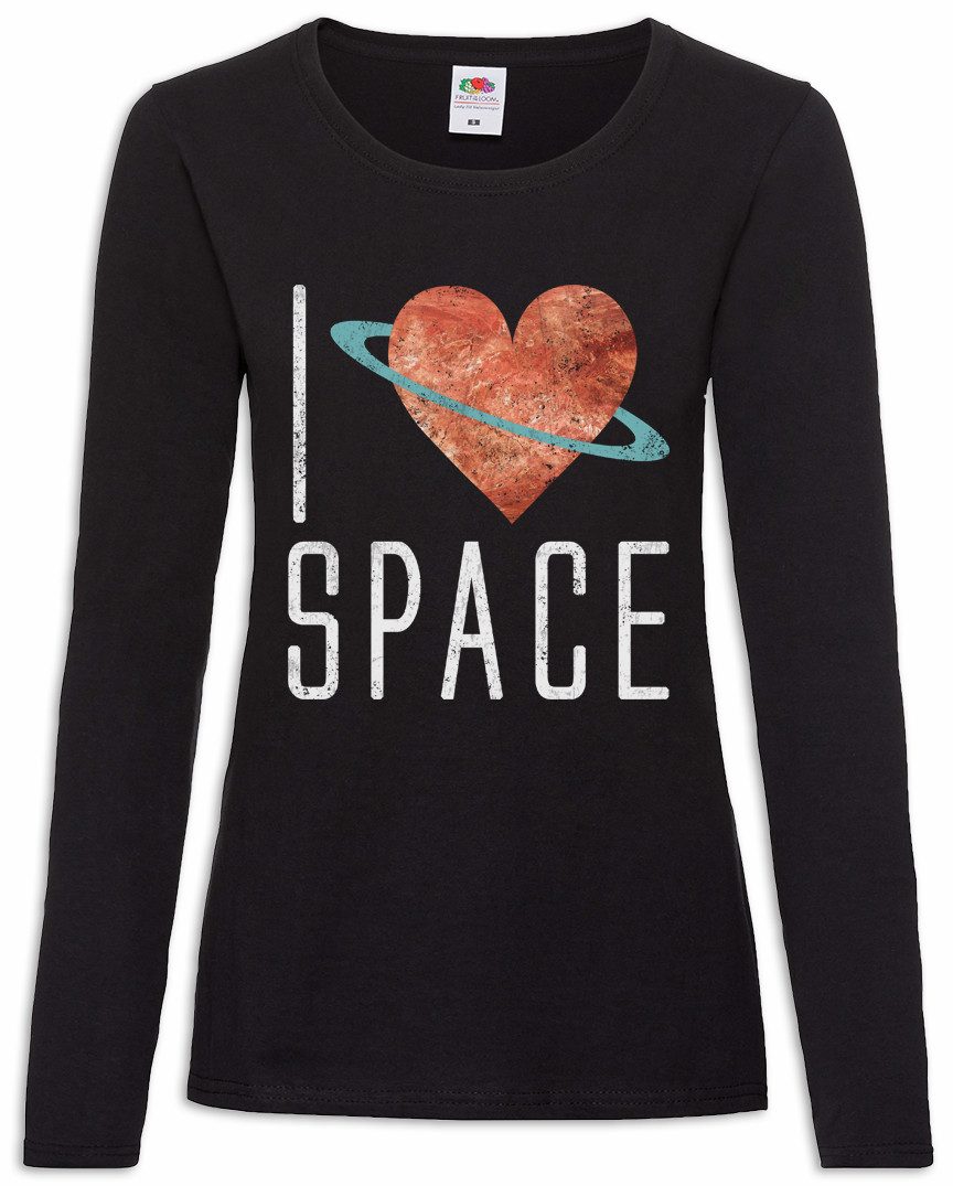 Langarmshirt I Love Space Damen Langarmshirt Station Astronaut Raumfahrt Cosmonaut