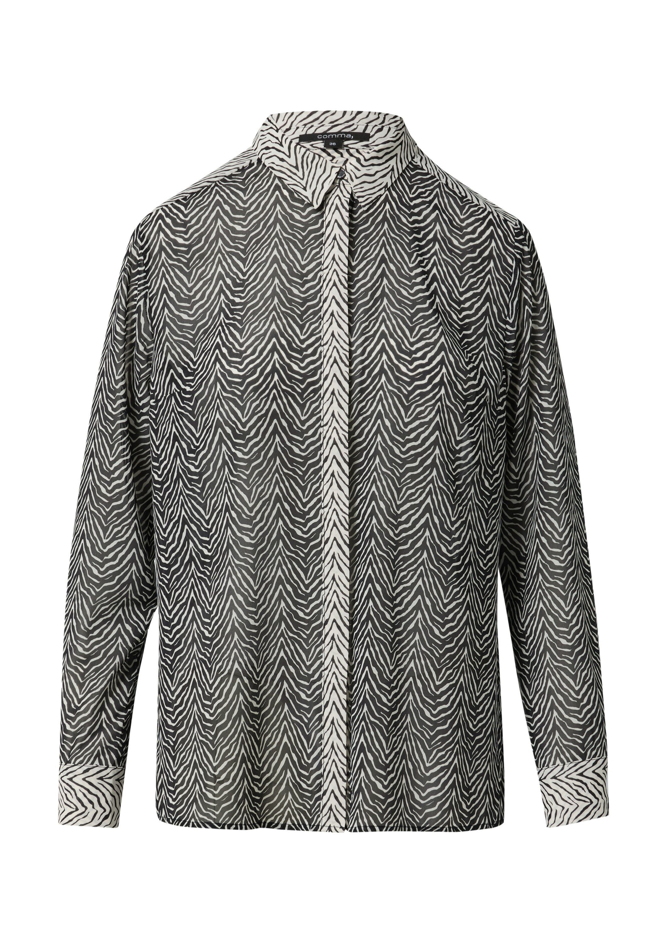 comma Langarmbluse Bluse Chiffon-Bluse mit Hemdkragen günstig online kaufen