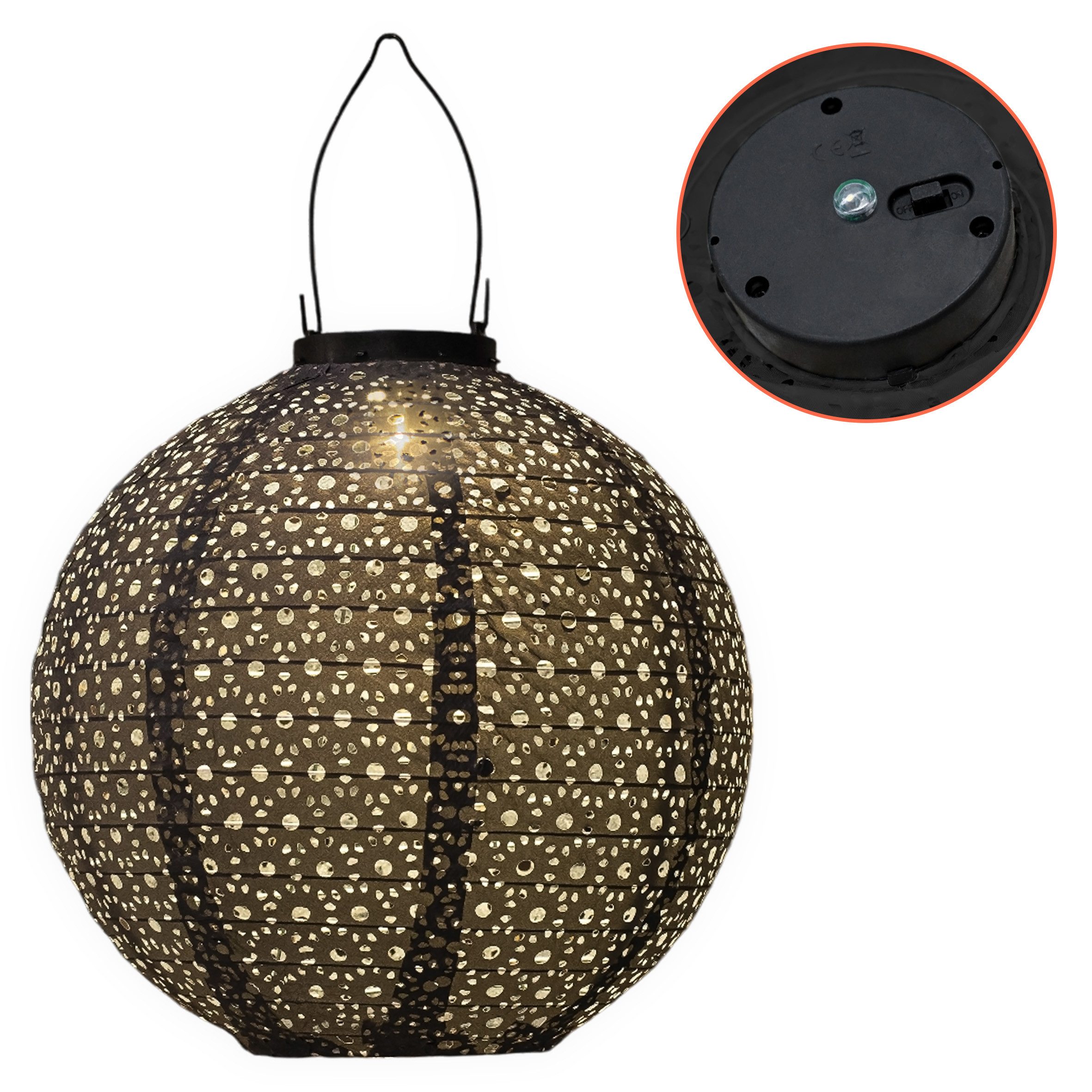 Spetebo LED Lampion Solar Textil Laterne Garten Deko Beleuchtung, Einschaltautomatik, LED fest integriert, warm weiß, Solar betrieben