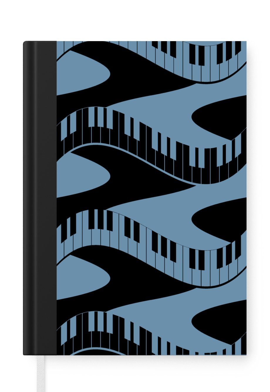 MuchoWow Notizbuch Muster - Klavier - Blau - Jahre 20s, Journal, Merkzettel, Tagebuch, Notizheft, A5, 98 Seiten, Haushaltsbuch