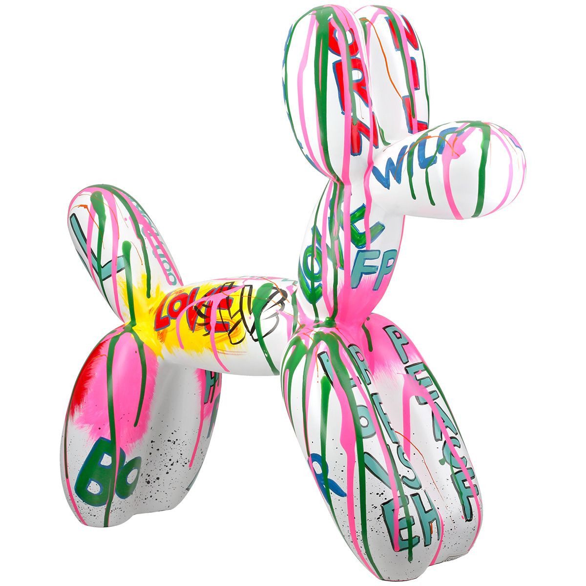 GILDE Tierfigur Design Figur Pallone Stylischer Ballonhund aus Kunstharz weiß bunt (1 St)