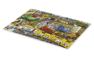 Posterlounge Forex-Bild Wimmelbuchverlag, Baustelle in der Stadt, Kinderzimmer Kindermotive