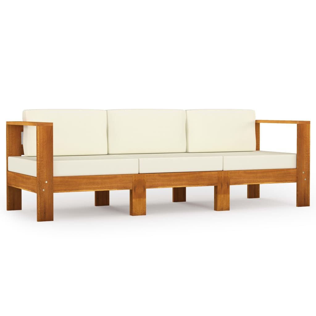 vidaXL Gartenlounge-Set 3-Sitzer-Gartensofa mit Cremeweißen Auflagen günstig online kaufen