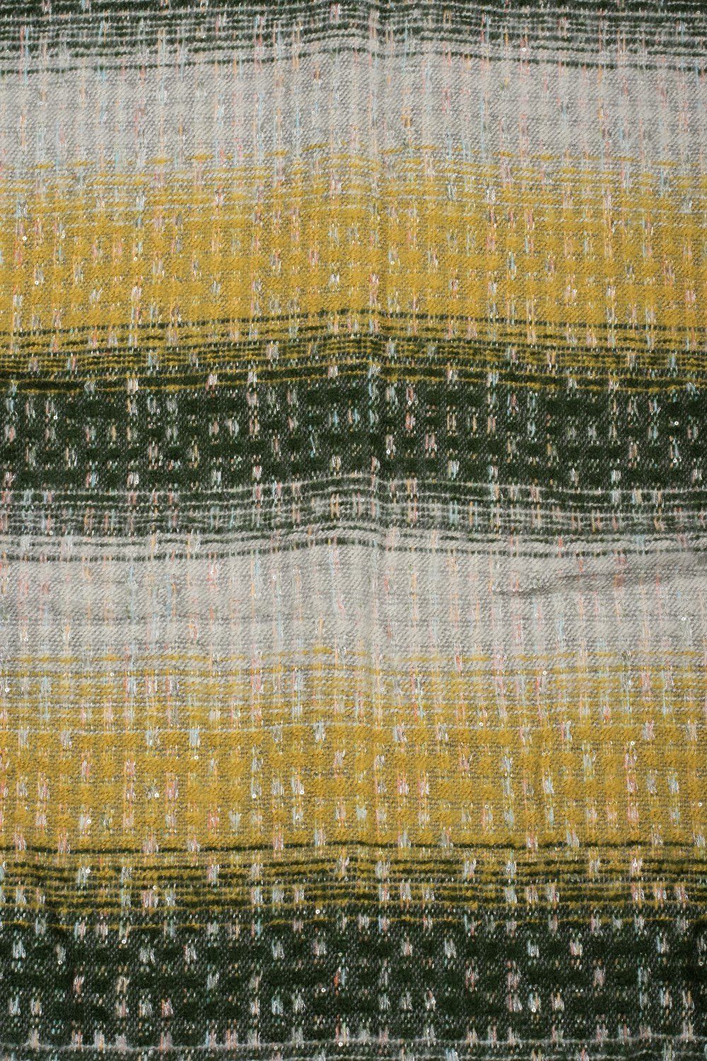 Schal Streifen Pailletten und Modeschal, Gelb-Dunkelgrün-Hellgrau (1-St), styleBREAKER Muster mit Web Warmer