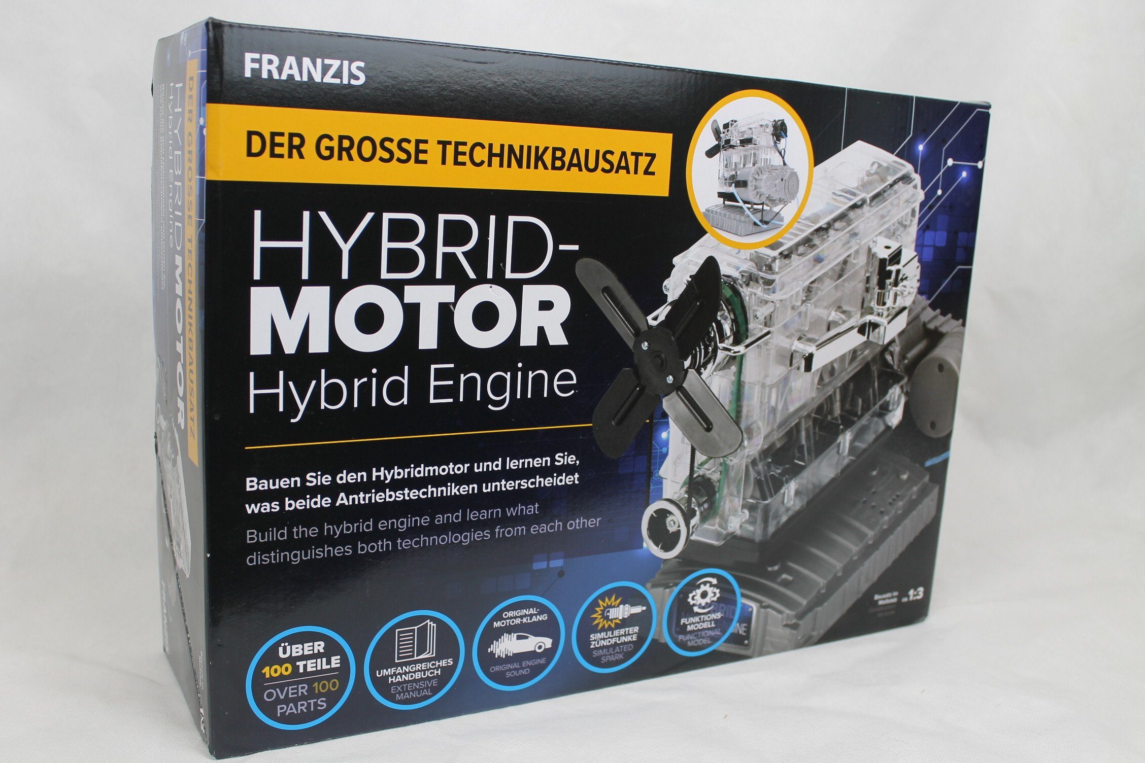 Franzis Modellbausatz Der große Technikbausatz - Hybridmotor, Motorbausatz im Maßstab 1:3