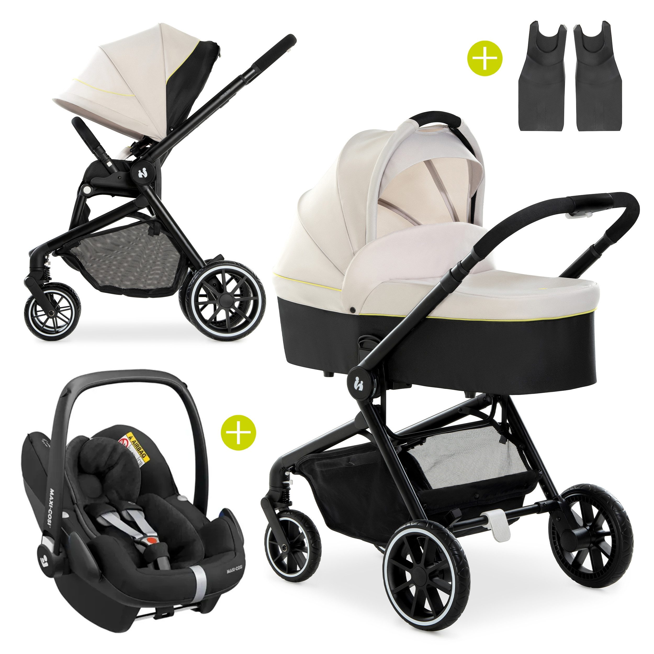 Kombi-Kinderwagen Move so Simply Trio Set - Beige Neon