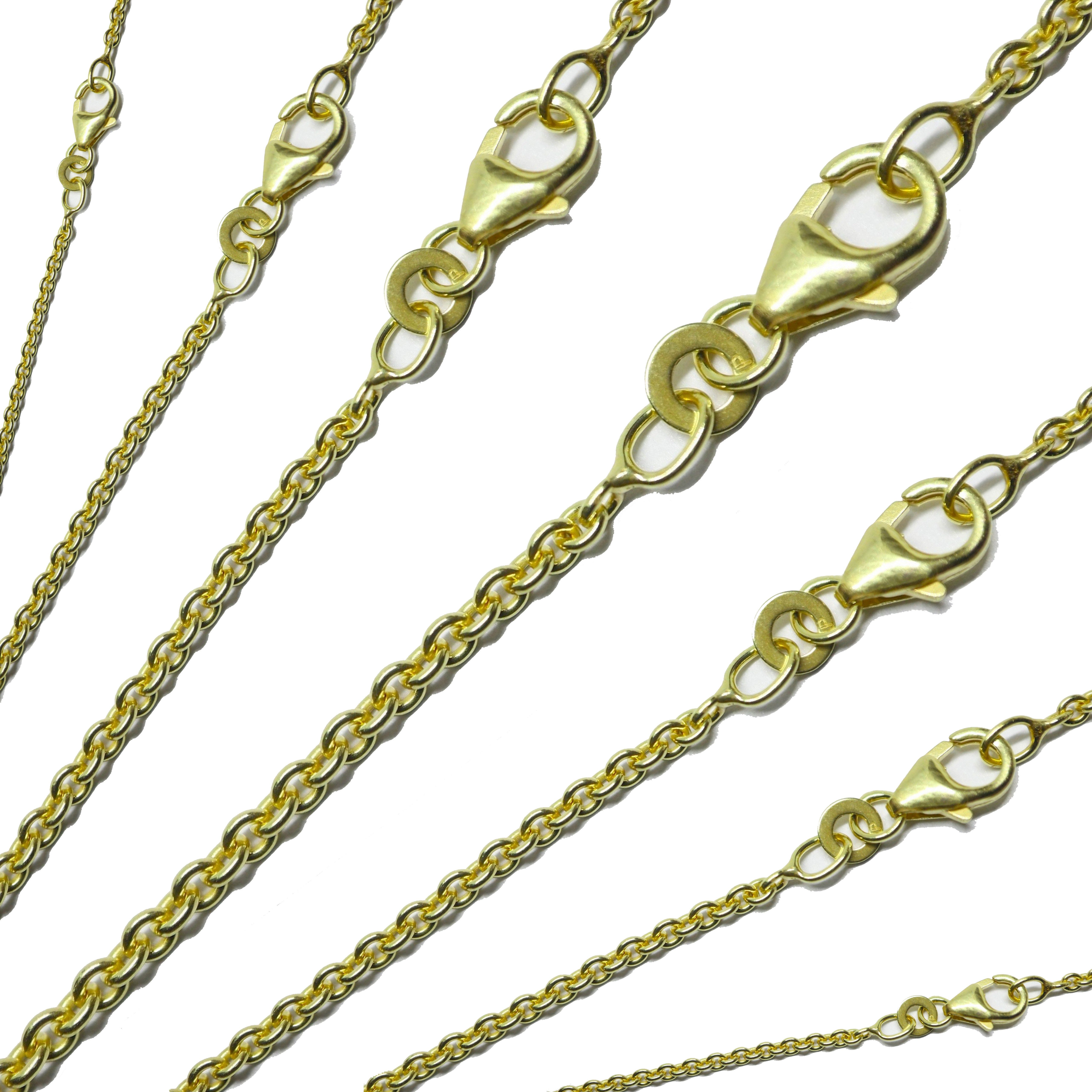 G & J Goldkette Ankerkette rund 585 14K Gold 1,50-2,70mm 38-90cm hochwertige Halskette (inkl. Schmucketui), Made in Germany