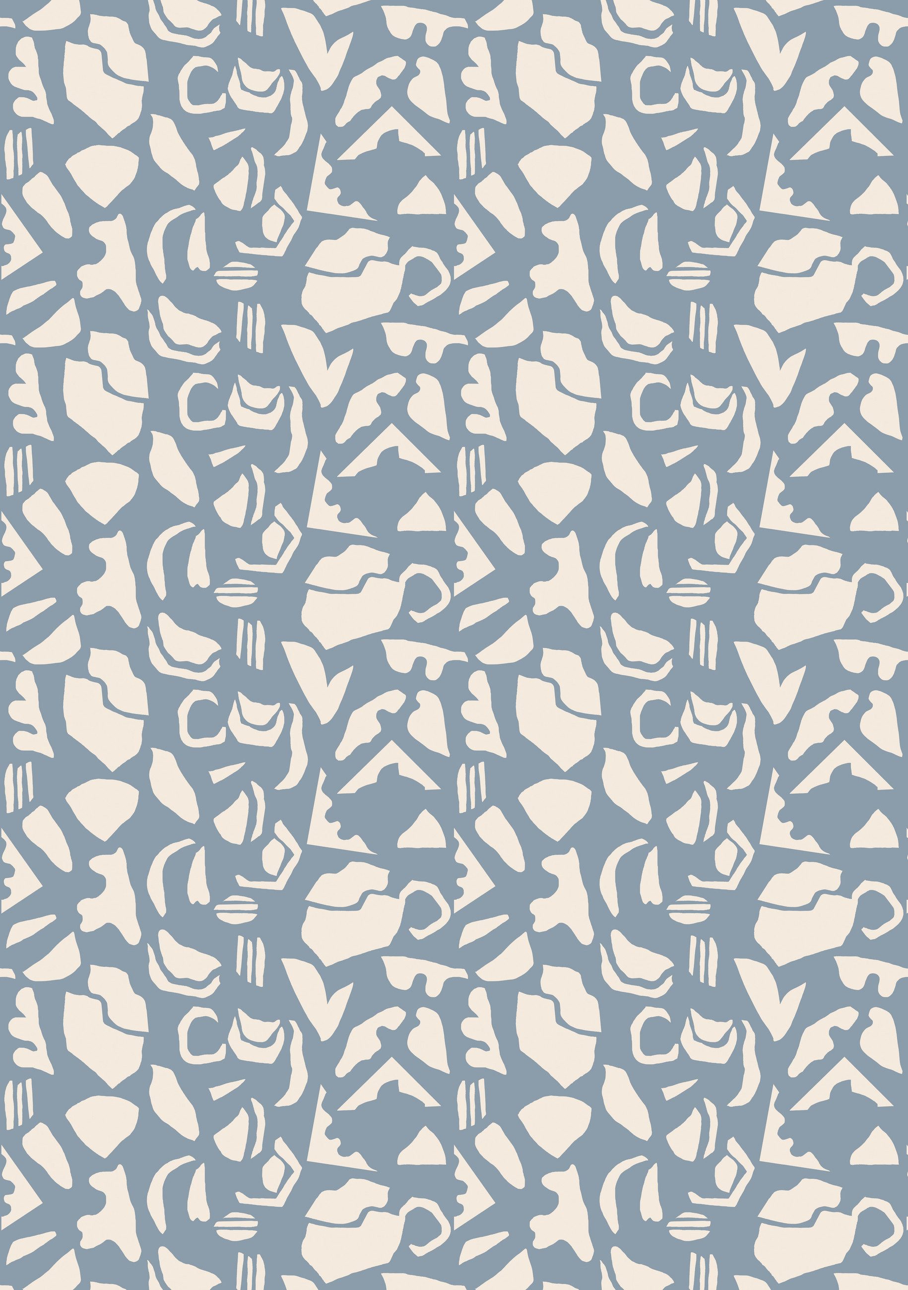 Rasch Fototapete Abstrakte Formen in Blau Roomblush Puzzle RB291 - 2,85m x 2,00m, glatt, Terazzo, (1 St), Abstrakte Formen Allover