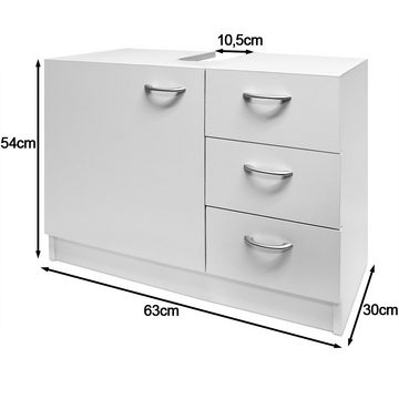 Casaria Waschbeckenunterschrank 3 Schubladen 63x54x30cm Badezimmer Unterschrank
