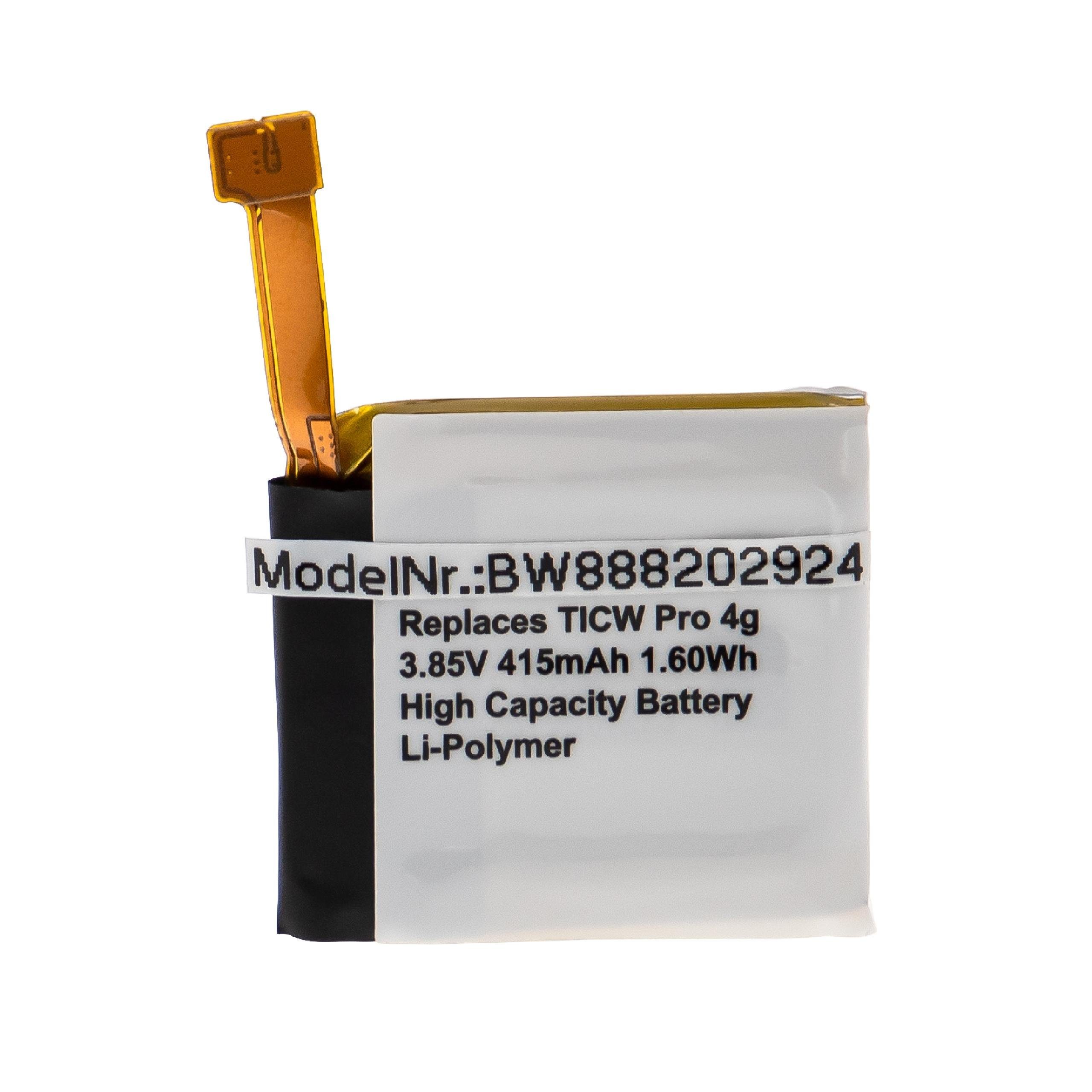 vhbw kompatibel mit TicWatch Pro 4G Akku Li-Polymer 415 mAh (3,85 V)